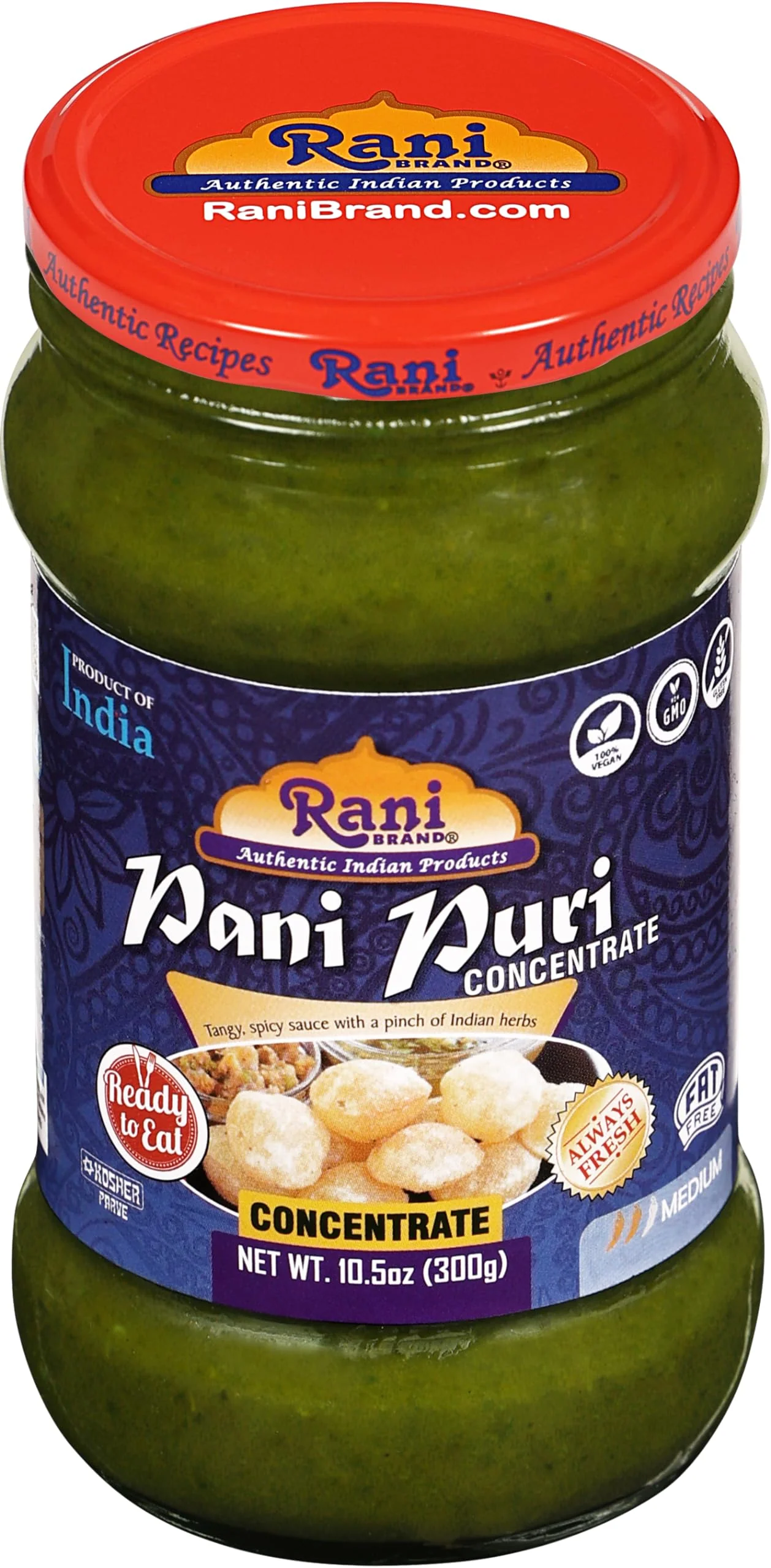 Rani Pani Puri Concentrate (Sweet & Spicy to Make Pani Water / Spicy Water) 10.5oz (300g) Glass Jar, Ready to Eat ~ Vegan | Gluten Free | NON-GMO | Kosher - Image 10