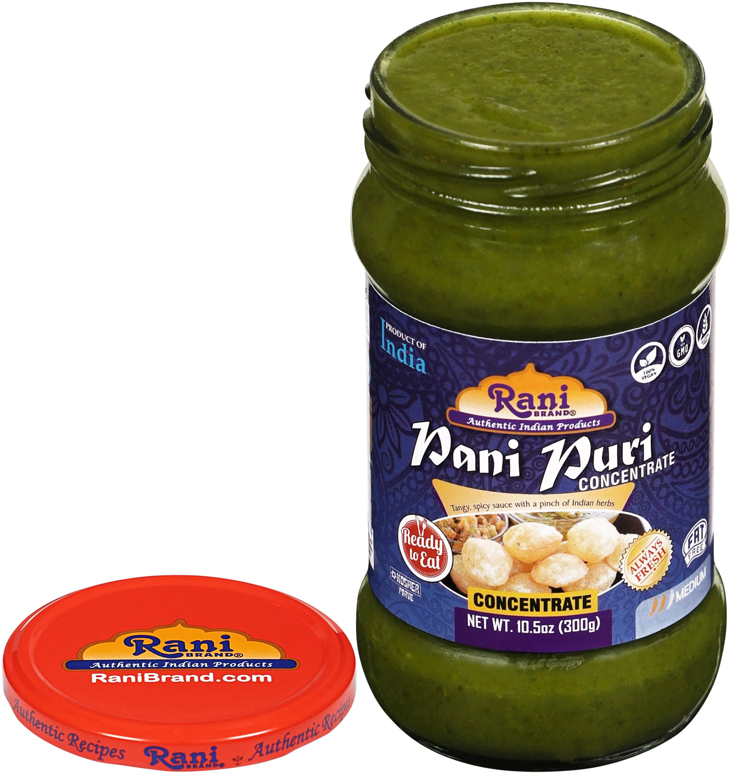 Rani Pani Puri Concentrate (Sweet & Spicy to Make Pani Water / Spicy Water) 10.5oz (300g) Glass Jar, Ready to Eat ~ Vegan | Gluten Free | NON-GMO | Kosher - Image 6