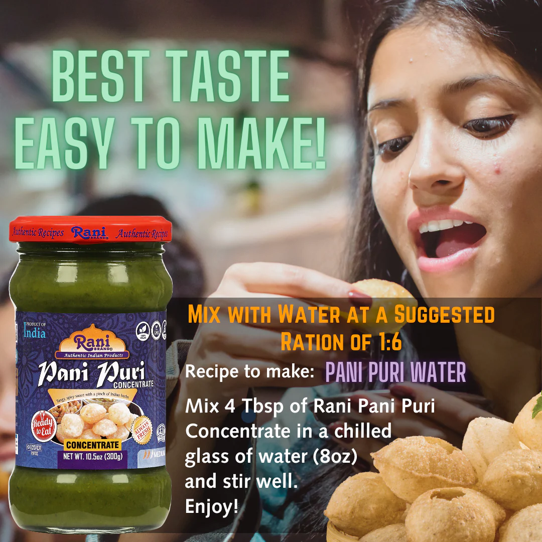 Rani Pani Puri Concentrate (Sweet & Spicy to Make Pani Water / Spicy Water) 10.5oz (300g) Glass Jar, Ready to Eat ~ Vegan | Gluten Free | NON-GMO | Kosher - Image 8