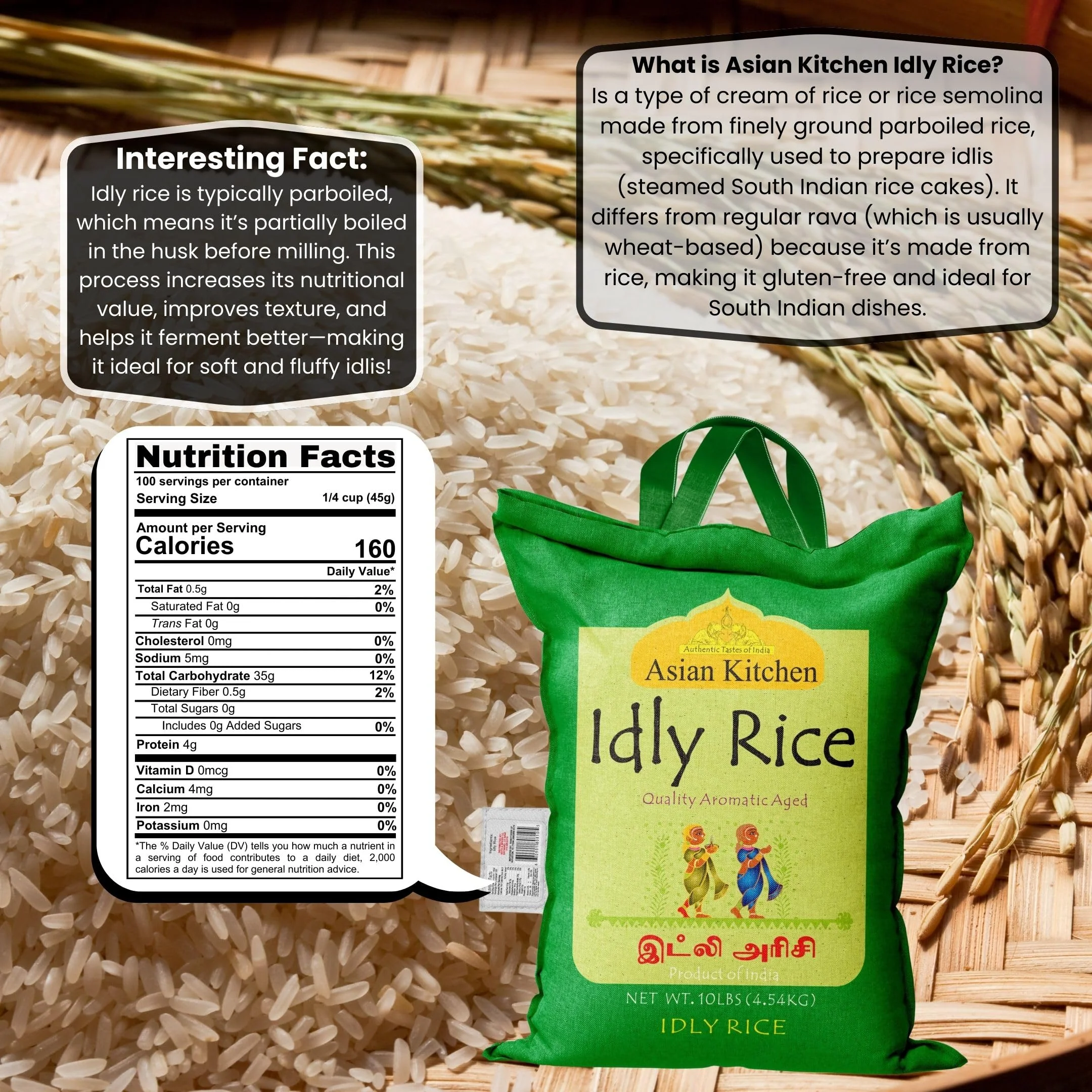 Asian Kitchen Idly (Idli) Rice {3 Sizes Available} - Image 13