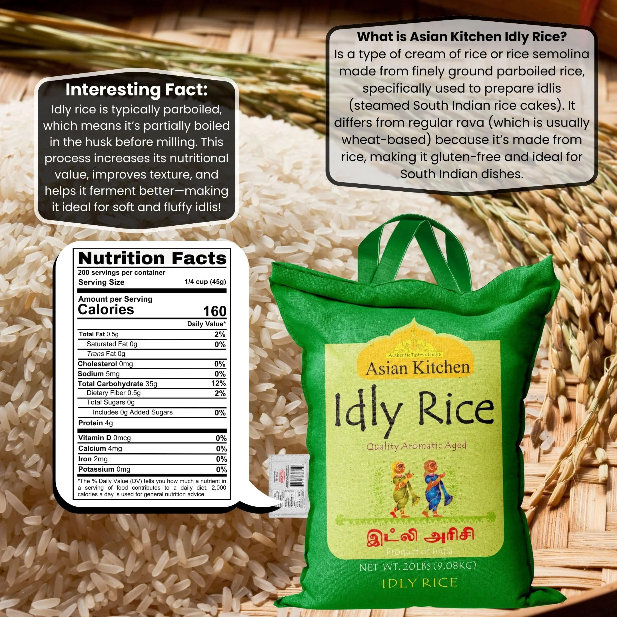 Asian Kitchen Idly (Idli) Rice {3 Sizes Available} - Image 23