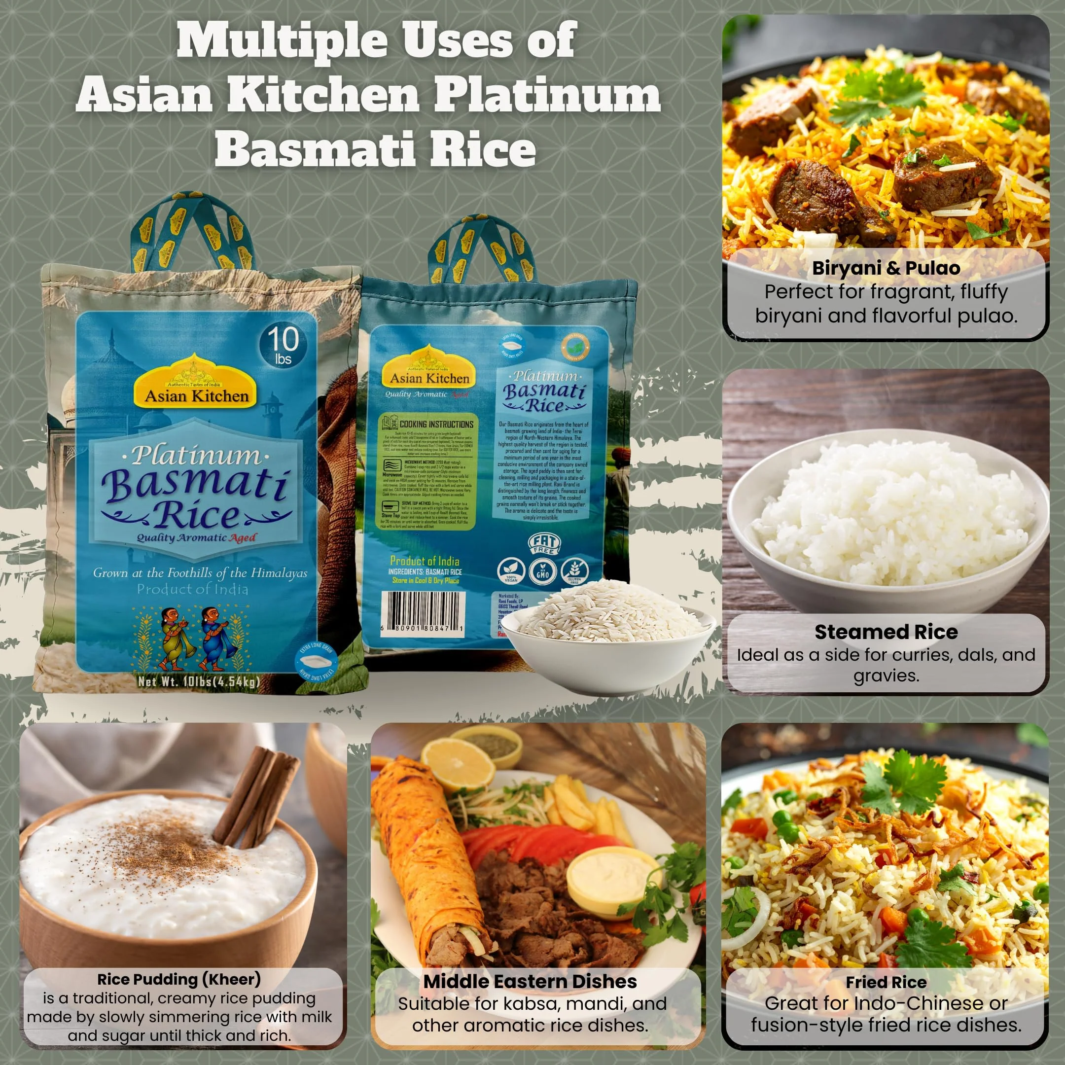 Asian Kitchen Platinum Basmati Rice Aged 24 months {4 Sizes Available} - Image 12