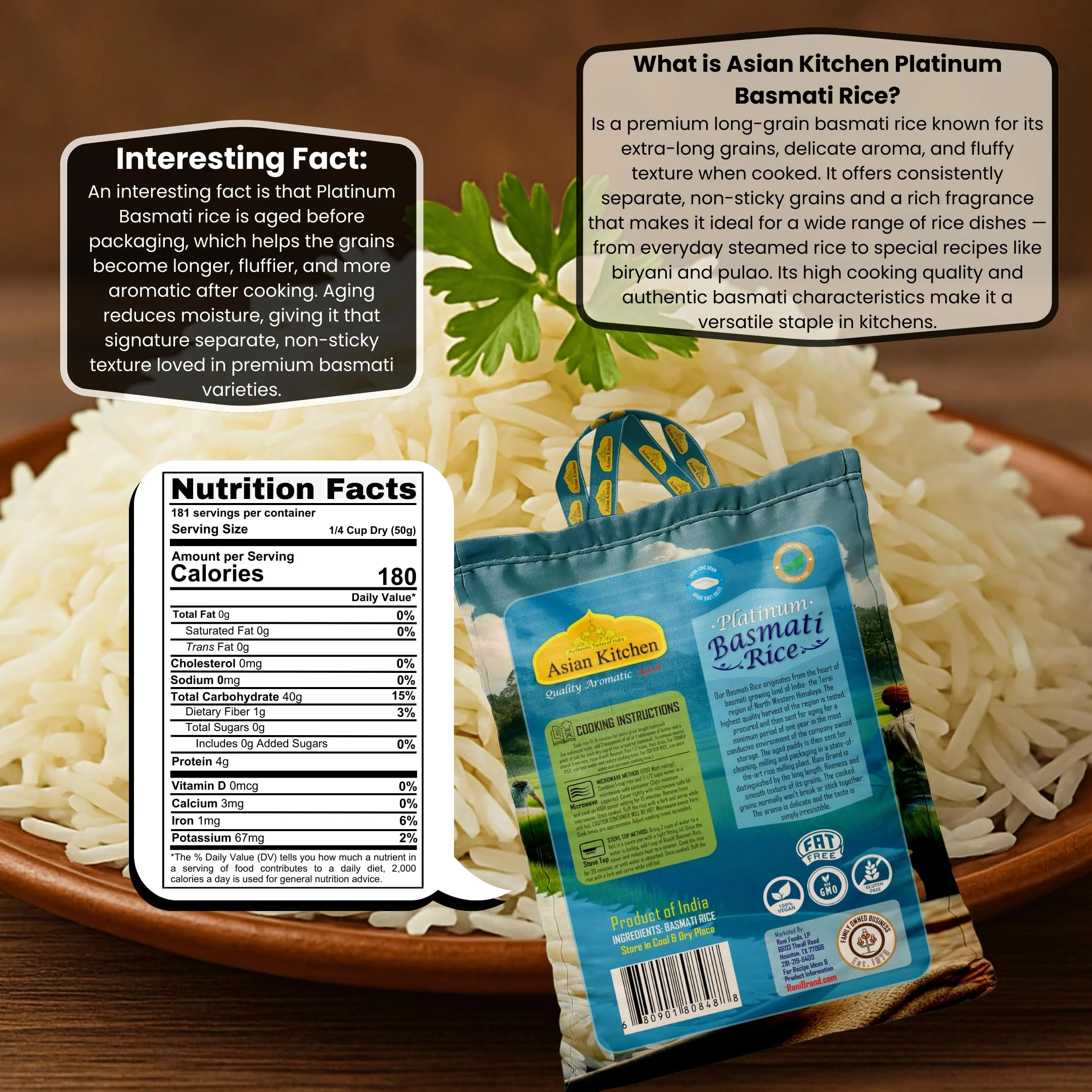 Asian Kitchen Platinum Basmati Rice Aged 24 months {4 Sizes Available} - Image 23