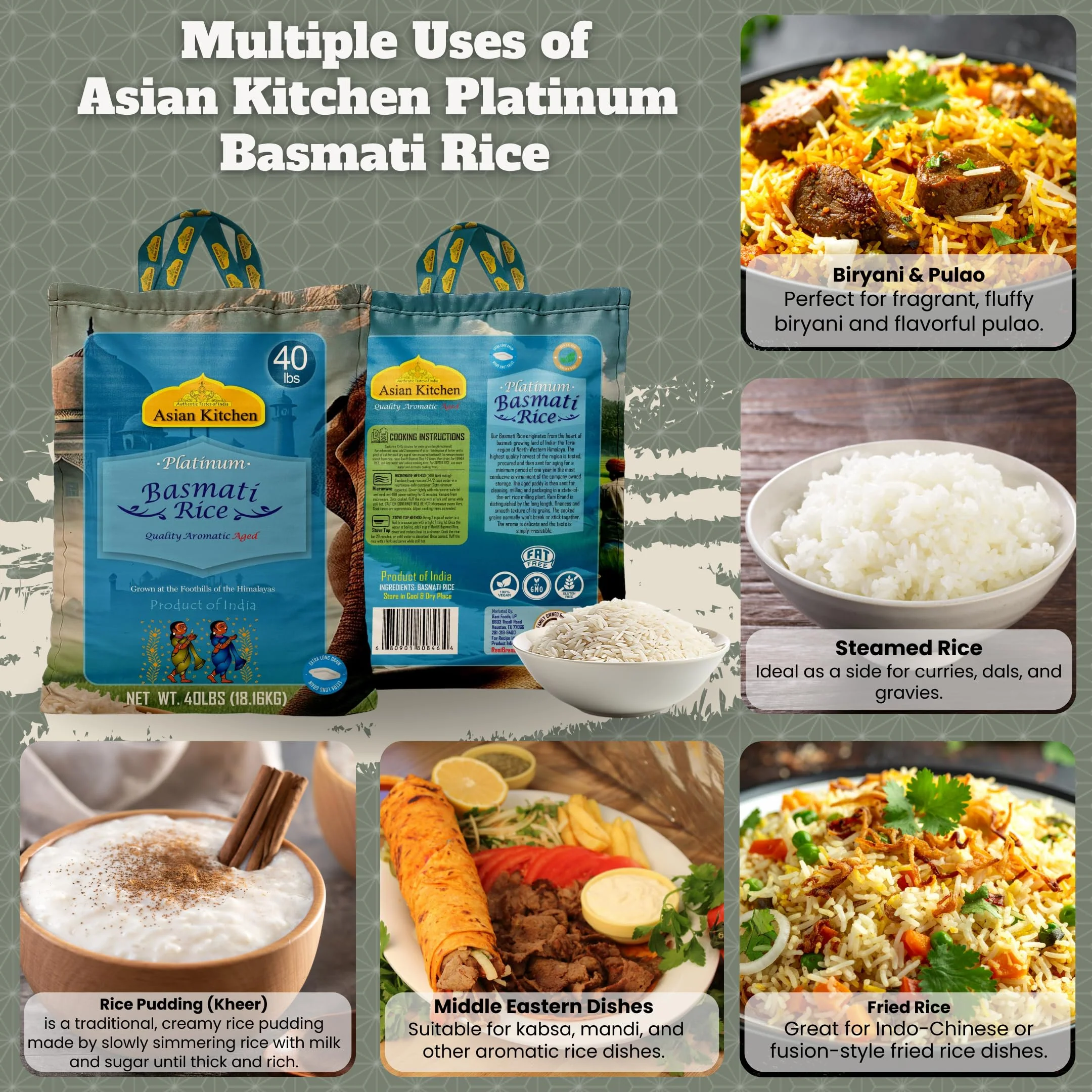 Asian Kitchen Platinum Basmati Rice Aged 24 months {4 Sizes Available} - Image 32