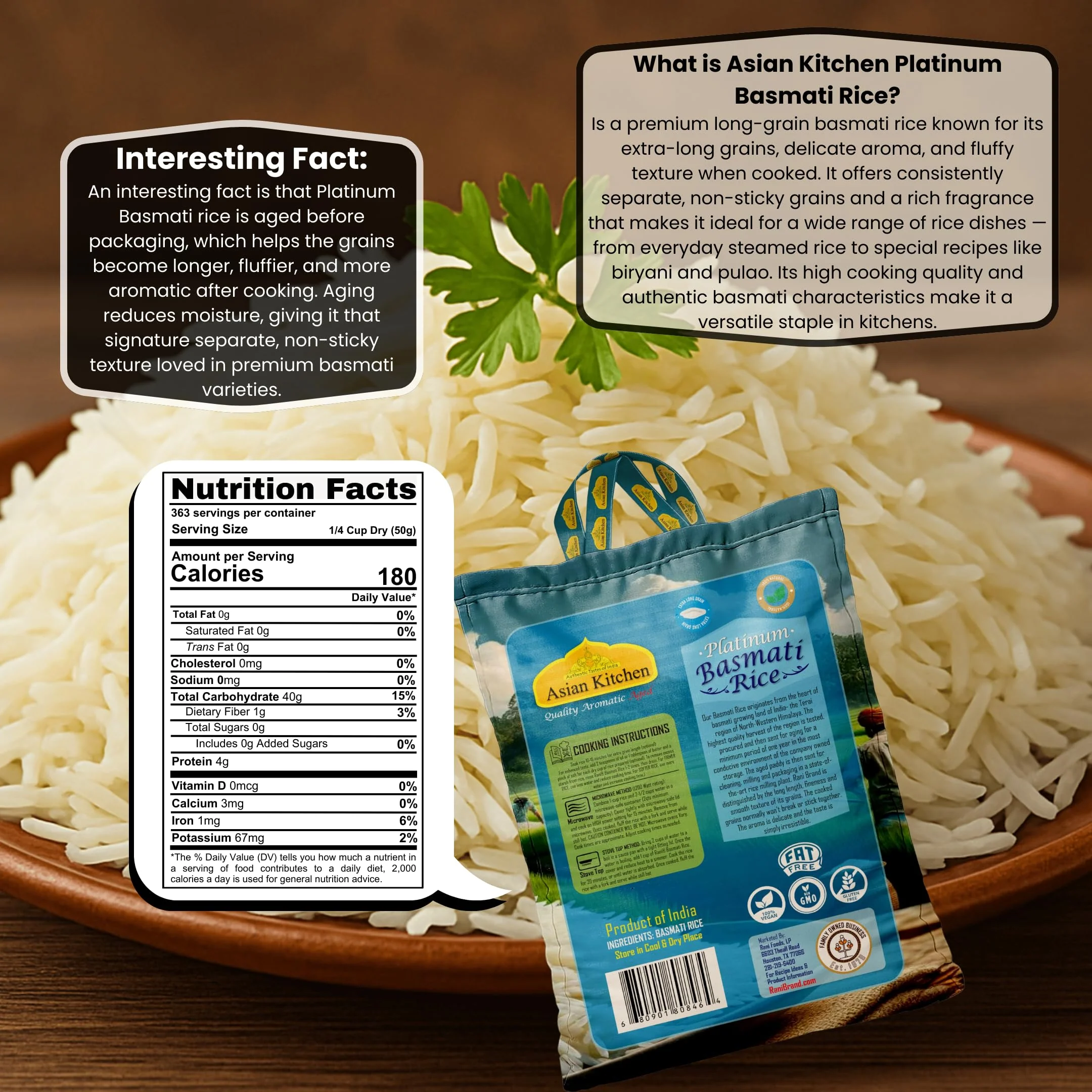 Asian Kitchen Platinum Basmati Rice Aged 24 months {4 Sizes Available} - Image 33
