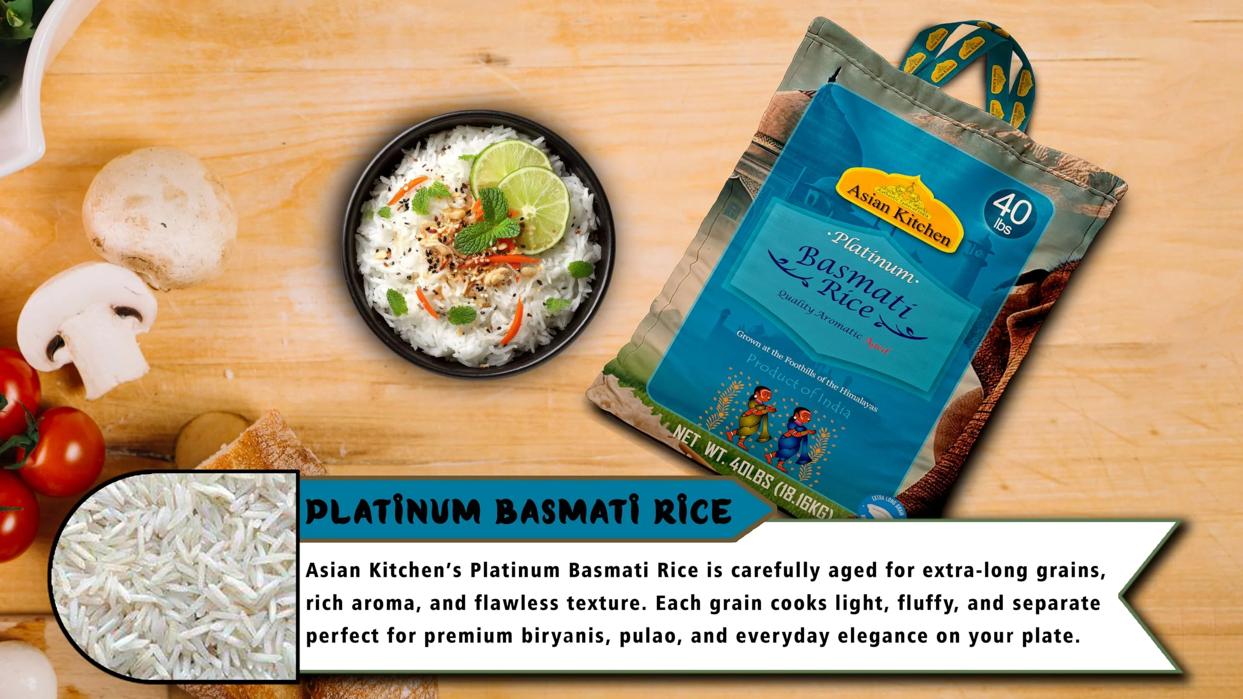 Asian Kitchen Platinum Basmati Rice Aged 24 months {4 Sizes Available} - Image 36