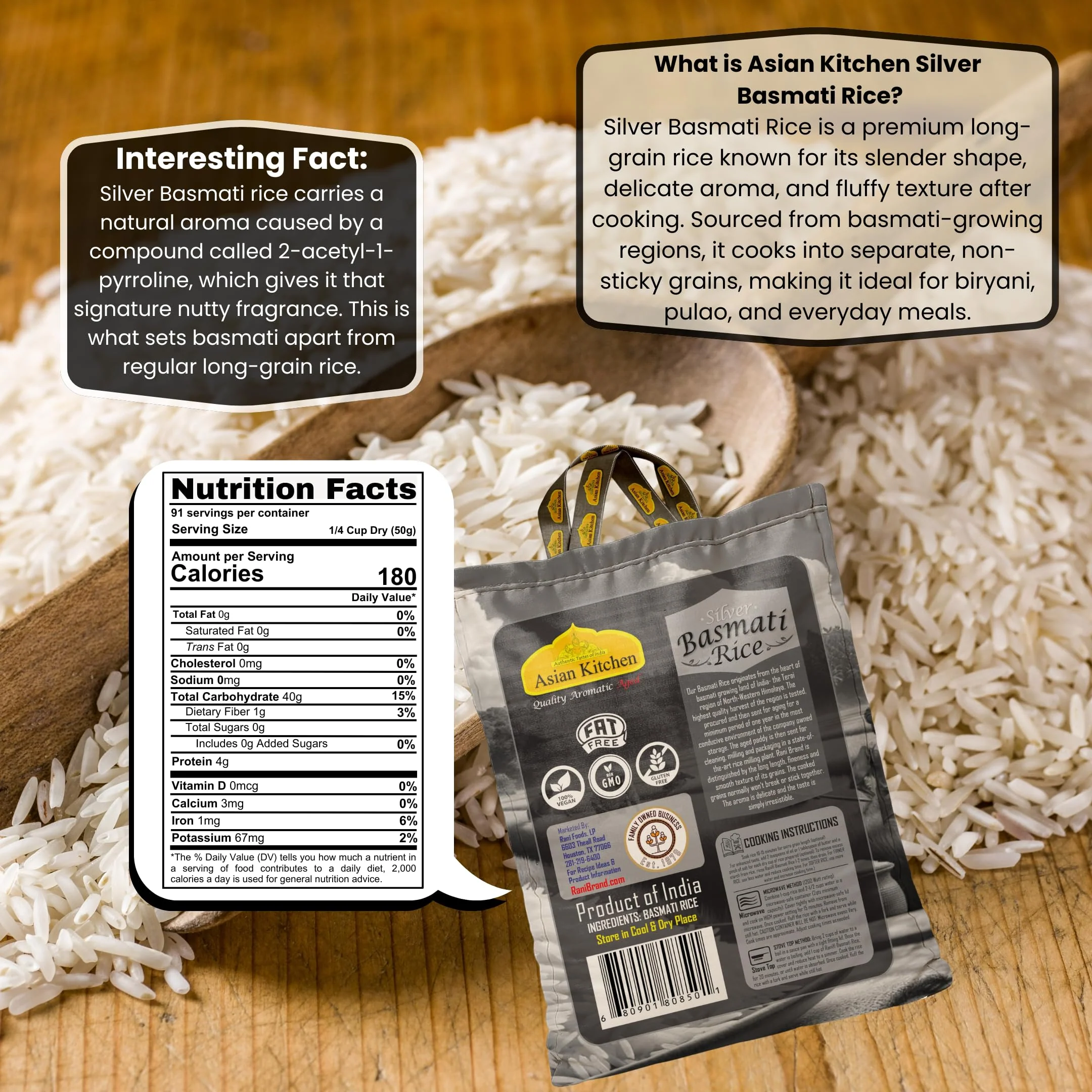 Asian Kitchen Silver White Basmati Rice Aged 18 months {4 Sizes Available} - Image 12