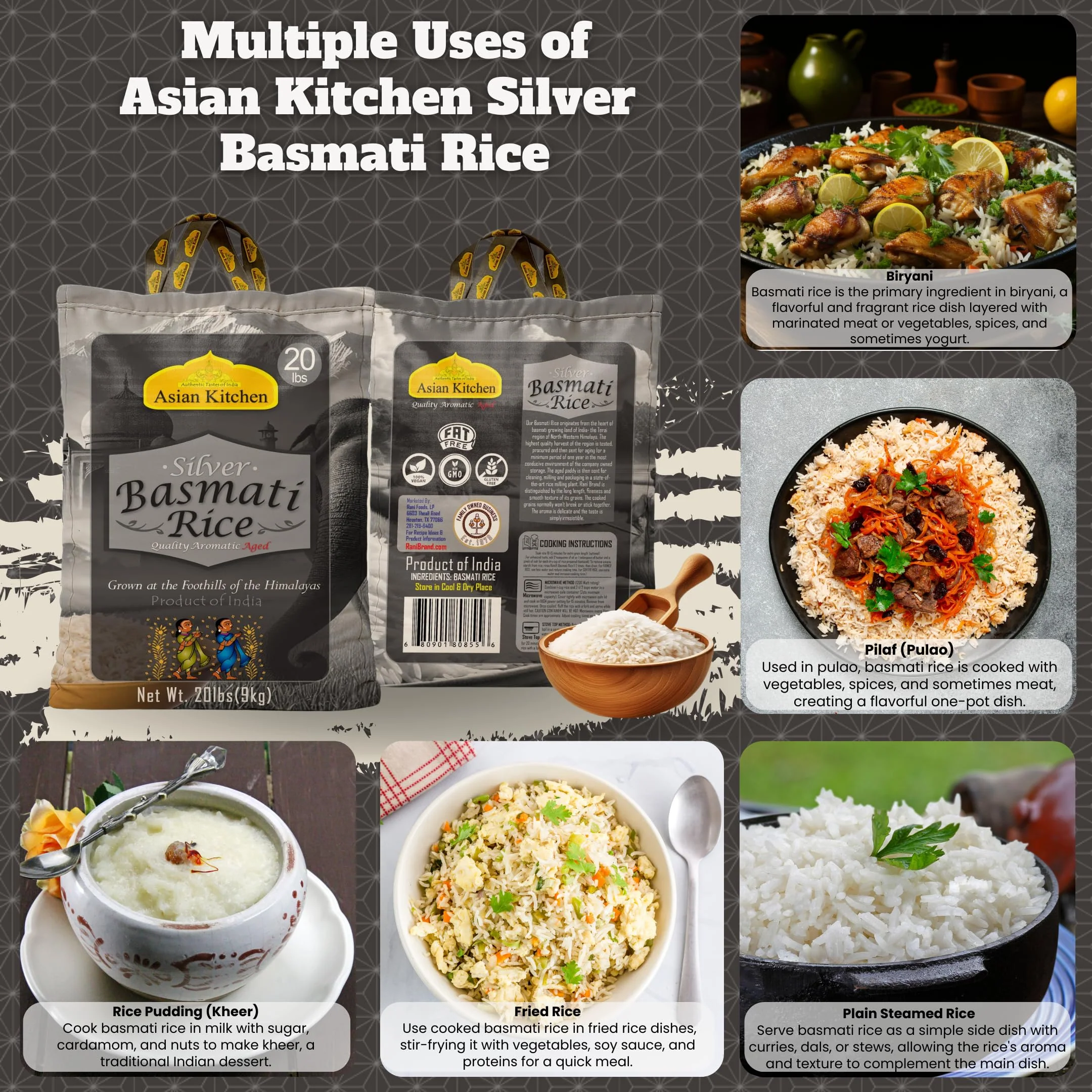 Asian Kitchen Silver White Basmati Rice Aged 18 months {4 Sizes Available} - Image 22