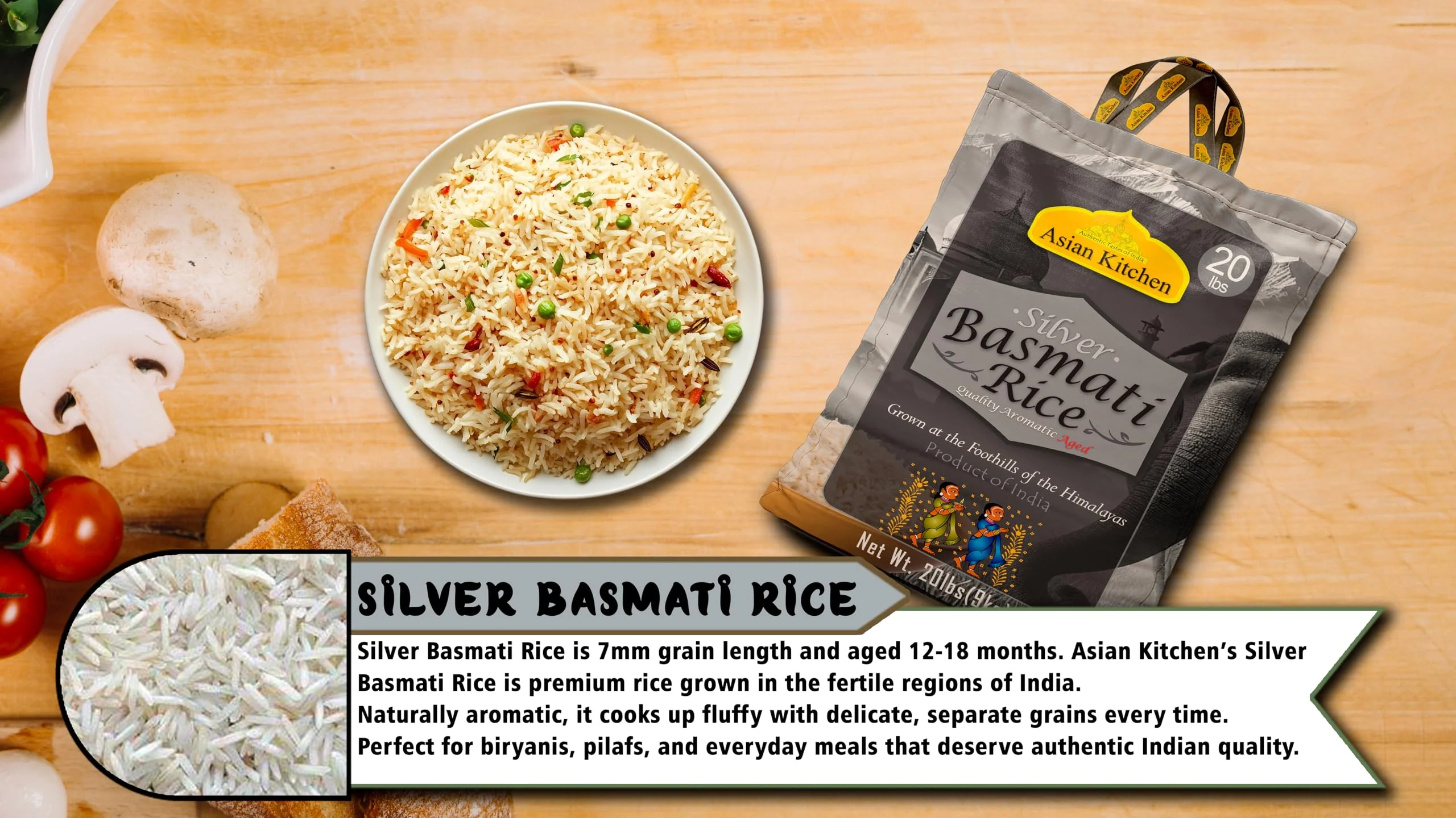 Asian Kitchen Silver White Basmati Rice Aged 18 months {4 Sizes Available} - Image 26