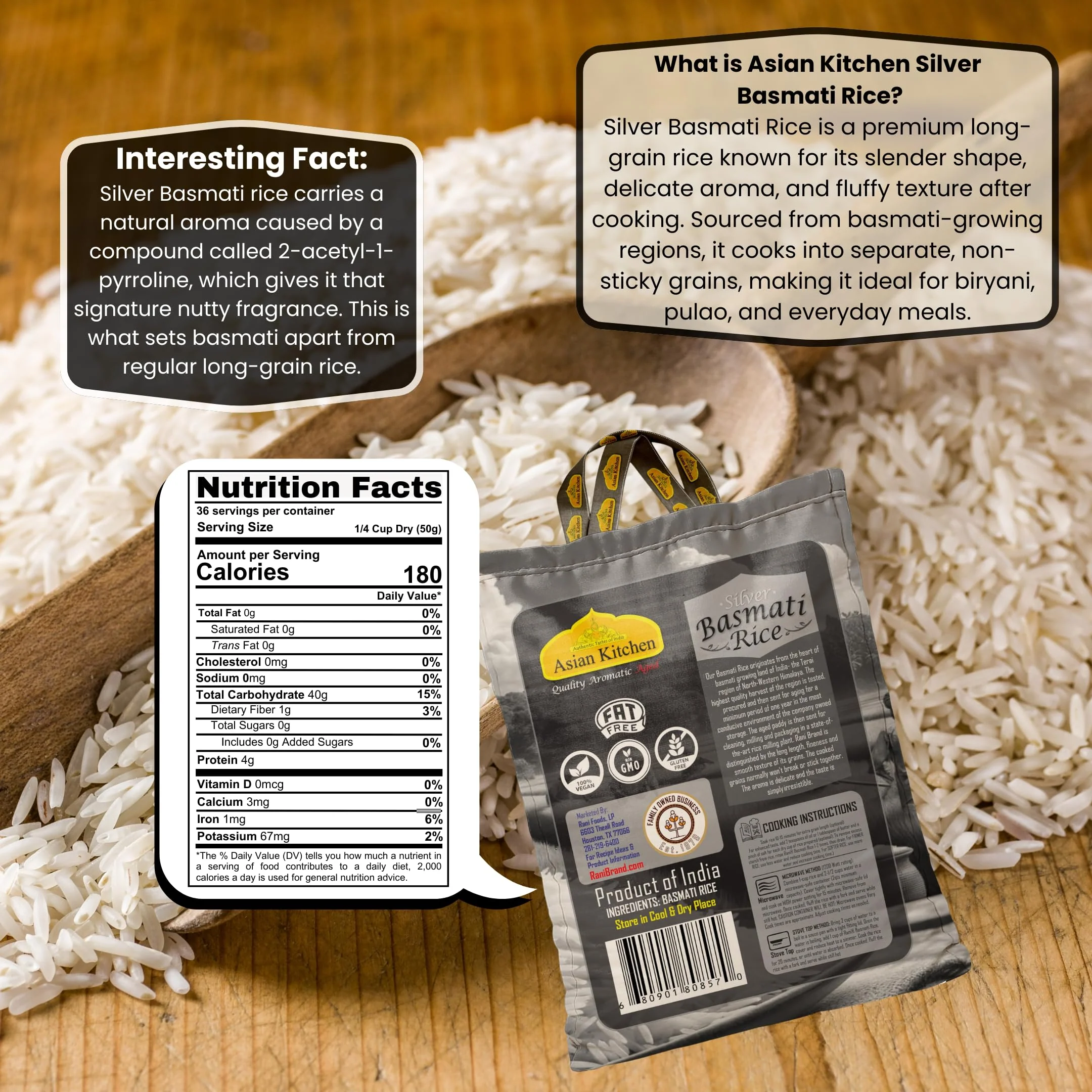 Asian Kitchen Silver White Basmati Rice Aged 18 months {4 Sizes Available} - Image 4