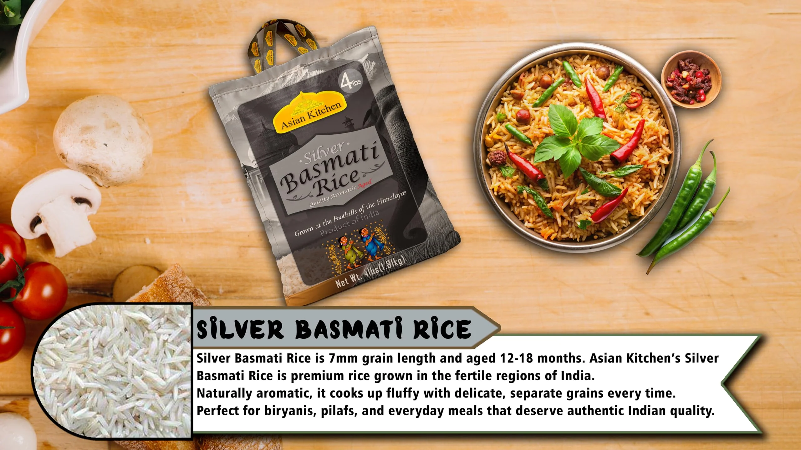 Asian Kitchen Silver White Basmati Rice Aged 18 months {4 Sizes Available} - Image 6