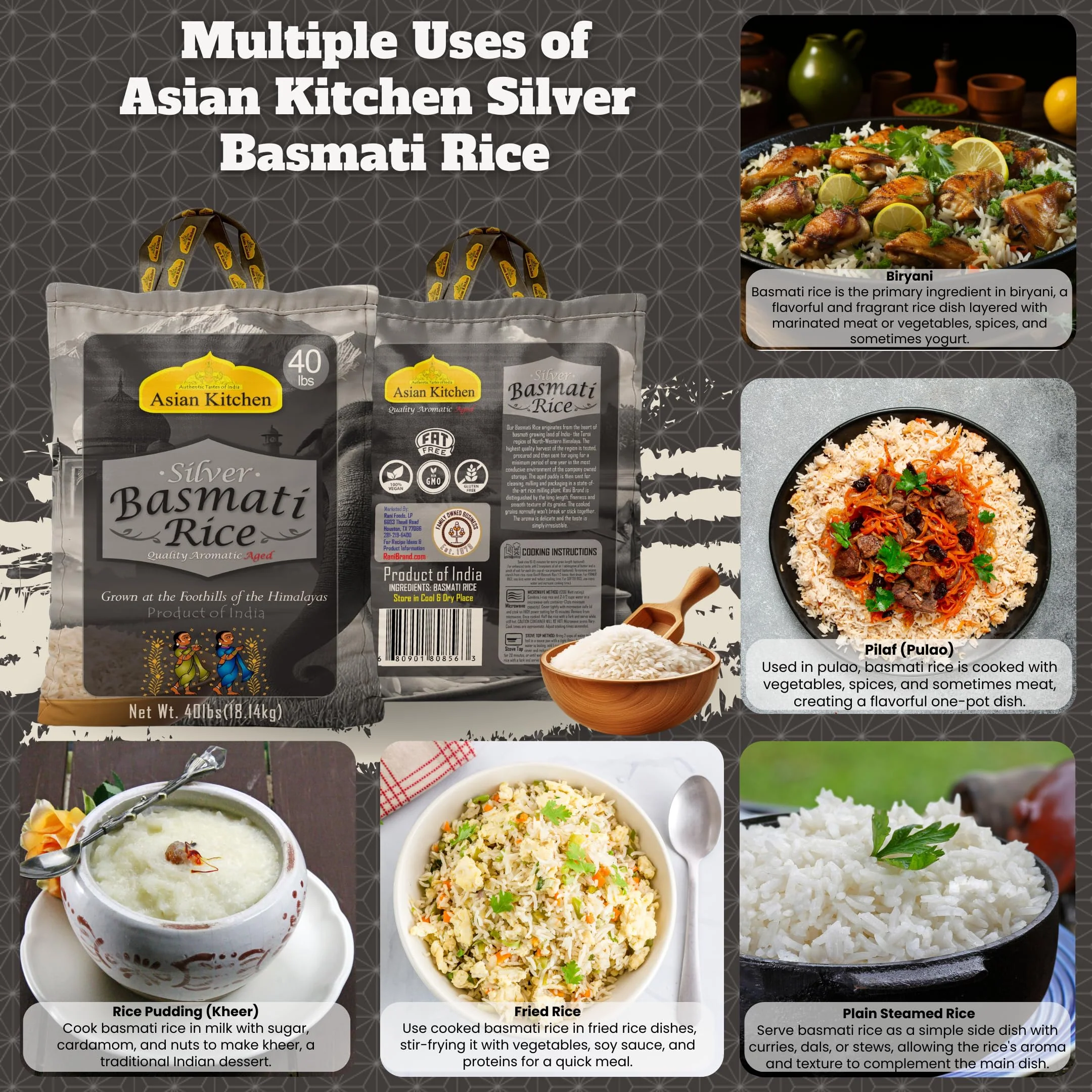 Asian Kitchen Silver White Basmati Rice Aged 18 months {4 Sizes Available} - Image 32