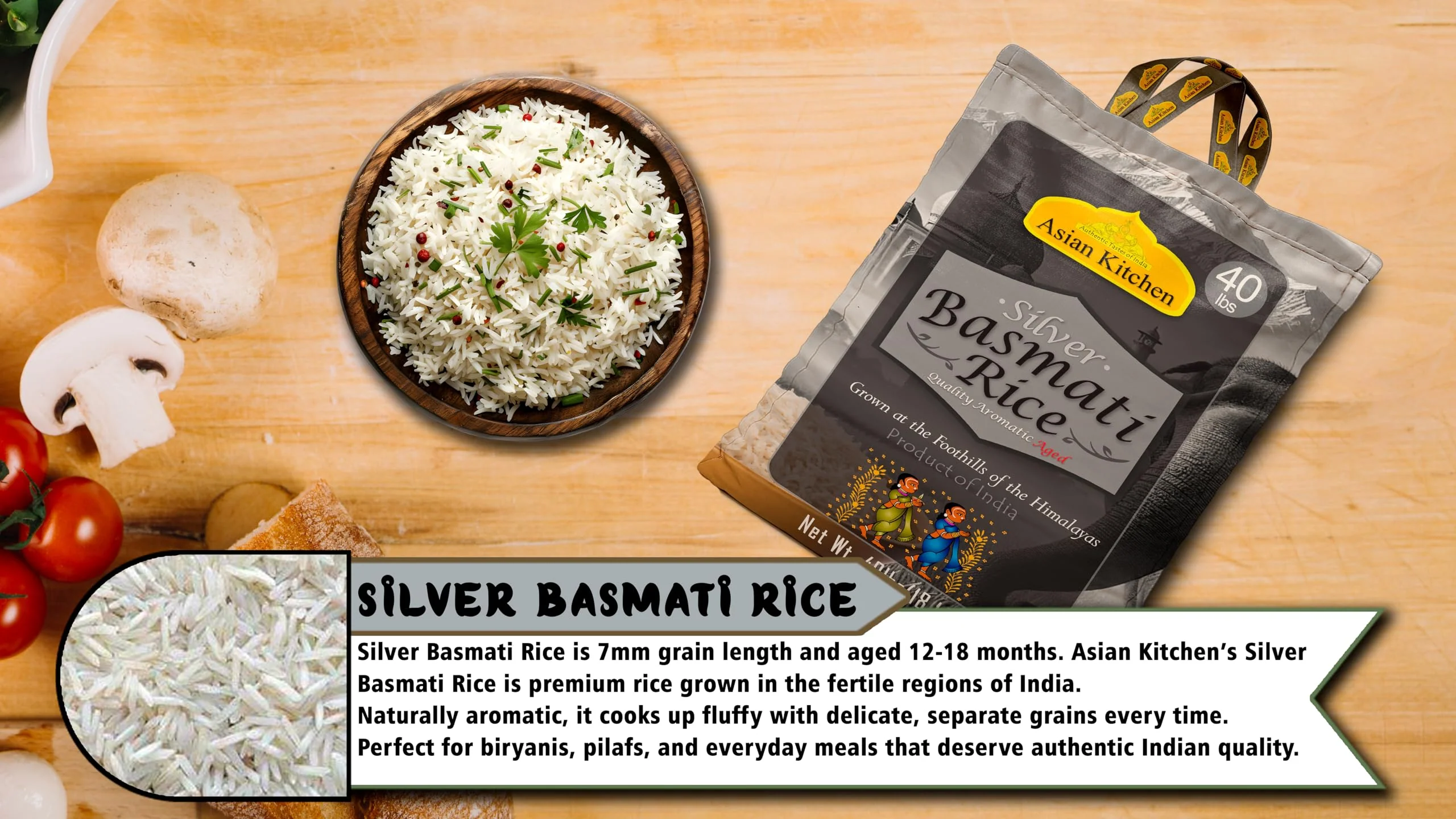 Asian Kitchen Silver White Basmati Rice Aged 18 months {4 Sizes Available} - Image 36