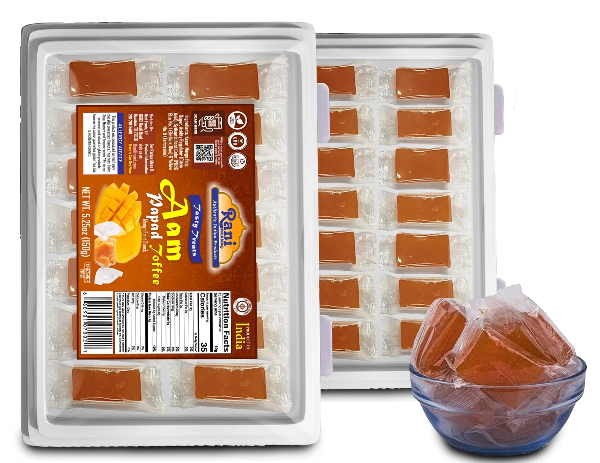 Rani Aam (Mango Fruit Snack) Toffee Candy Treat, 5.25oz (150g), Individually Wrapped in Candy Box ~ All Natural | Vegan | Gluten Friendly | Kosher | Indian Origin & Taste - Image 7