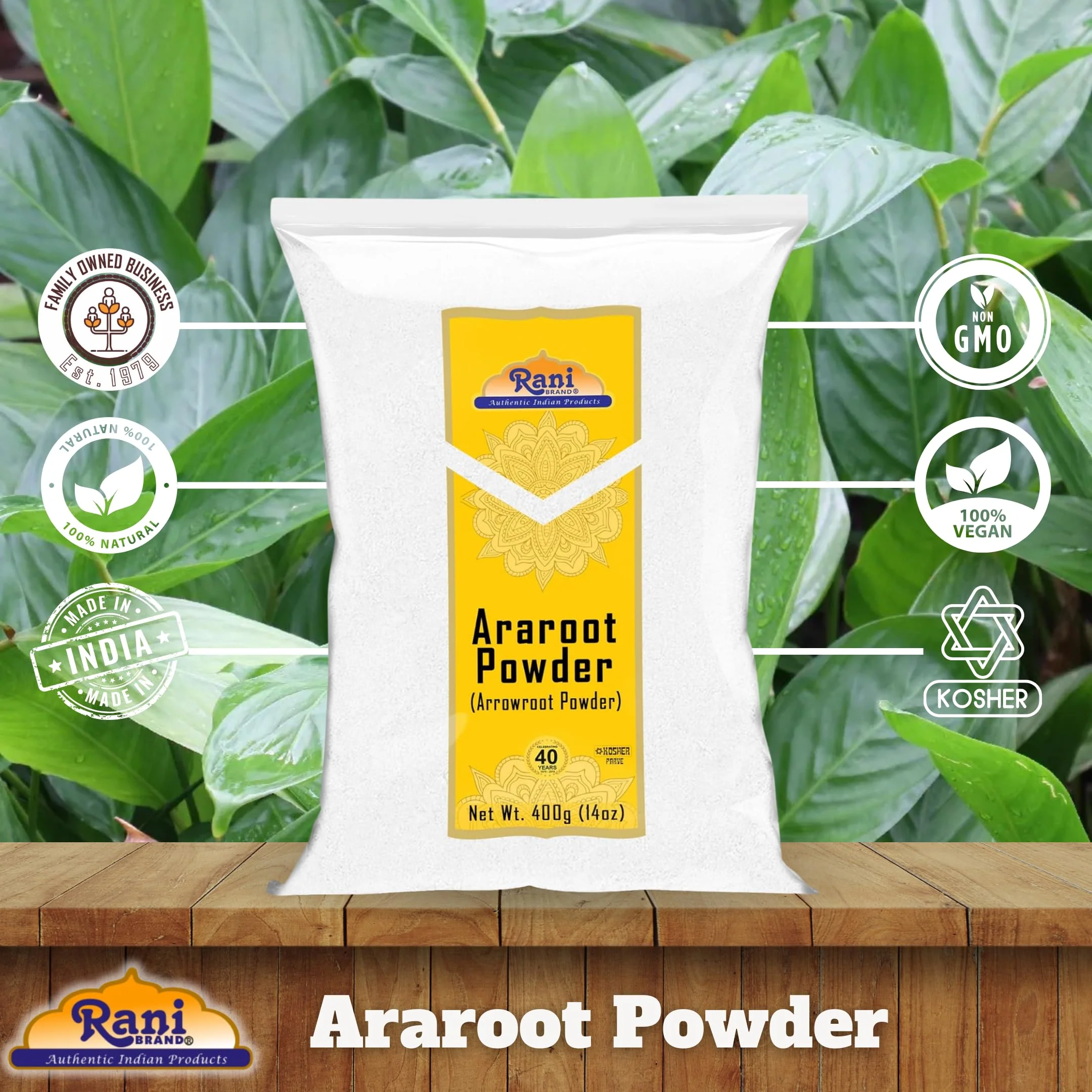 Rani Araroot (Arrowroot) Powder, Starch 14oz (400g) ~ All Natural | Gluten Free Ingredients | No Color | Vegan | NON-GMO | Kosher - Image 4