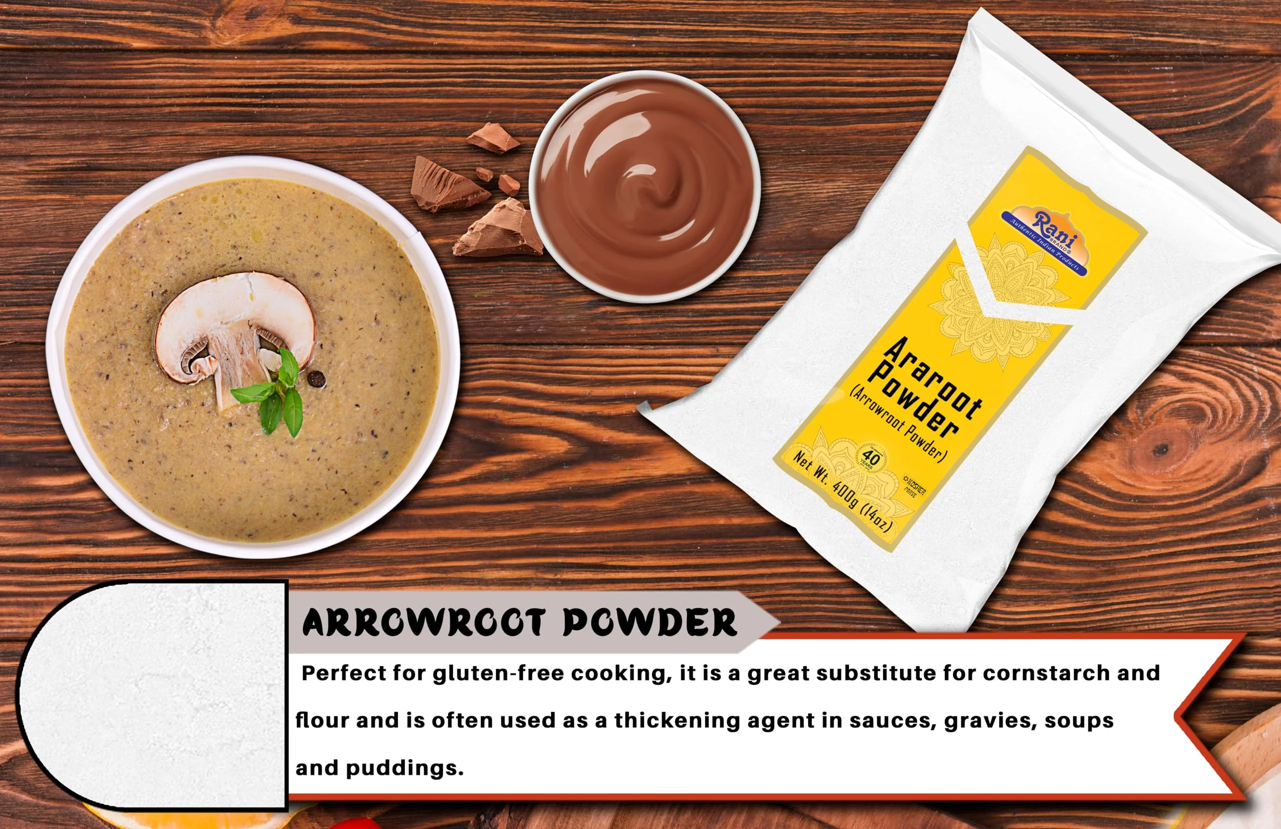 Rani Araroot (Arrowroot) Powder, Starch 14oz (400g) ~ All Natural | Gluten Free Ingredients | No Color | Vegan | NON-GMO | Kosher - Image 6