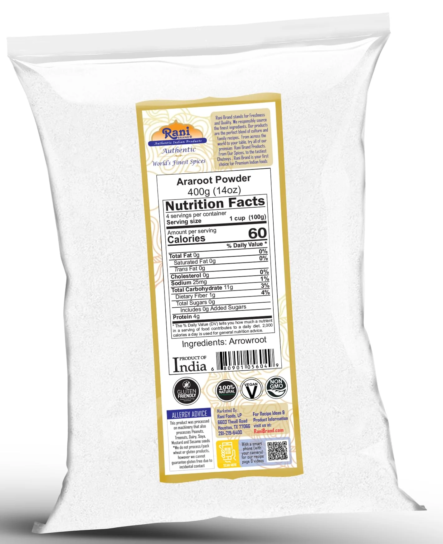 Rani Araroot (Arrowroot) Powder, Starch 14oz (400g) ~ All Natural | Gluten Free Ingredients | No Color | Vegan | NON-GMO | Kosher - Image 7