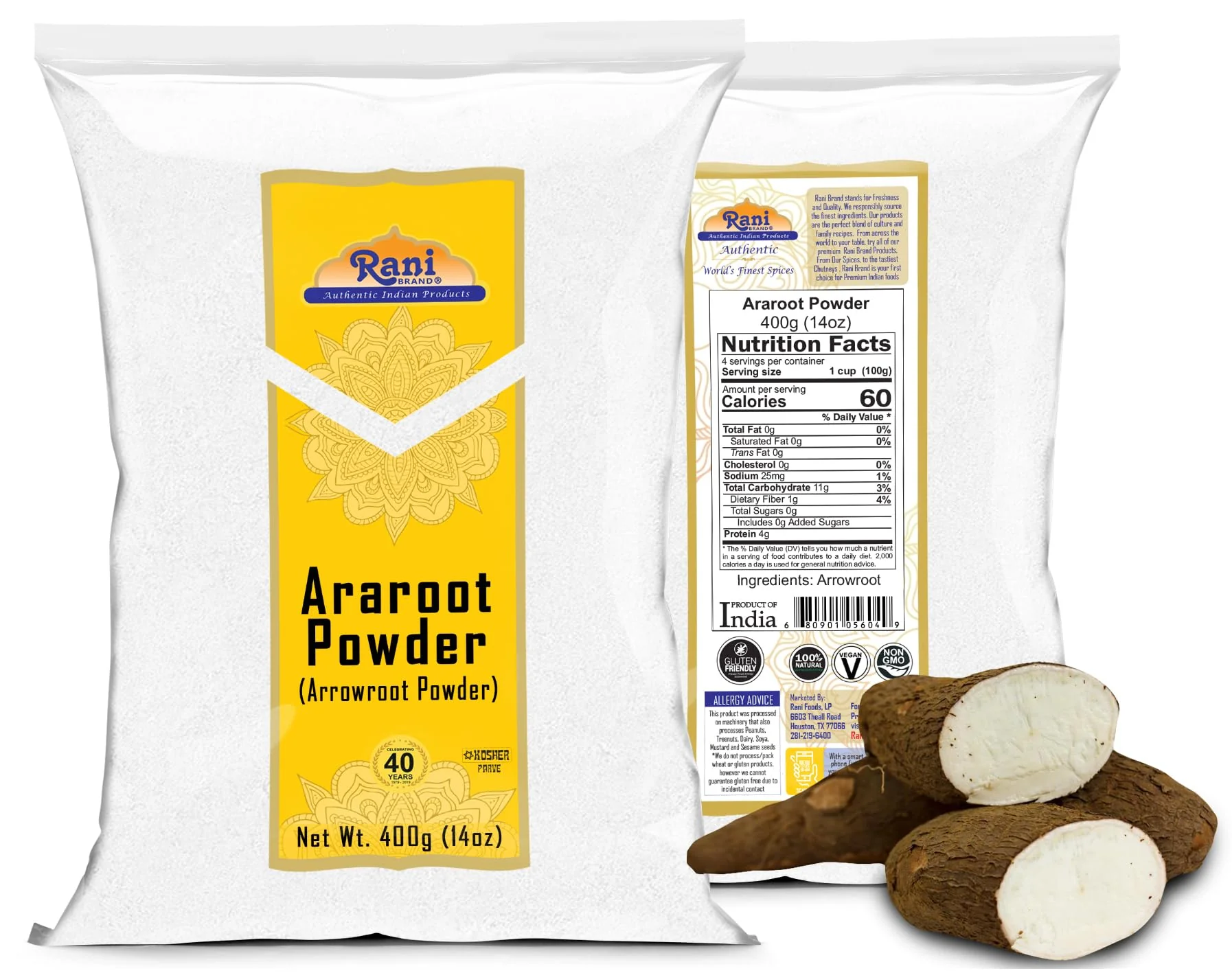 Rani Araroot (Arrowroot) Powder, Starch 14oz (400g) ~ All Natural | Gluten Free Ingredients | No Color | Vegan | NON-GMO | Kosher - Image 9