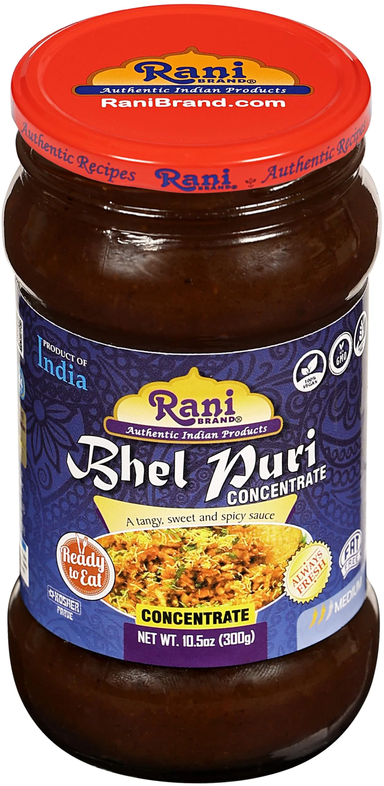 Rani Bhel Puri Concentrate (Sweet & Spicy Sauce) 10.5oz (300g) Glass Jar, Ready to Eat ~ Vegan | Gluten Free | NON-GMO | Kosher | No Colors | Indian Origin - Image 9