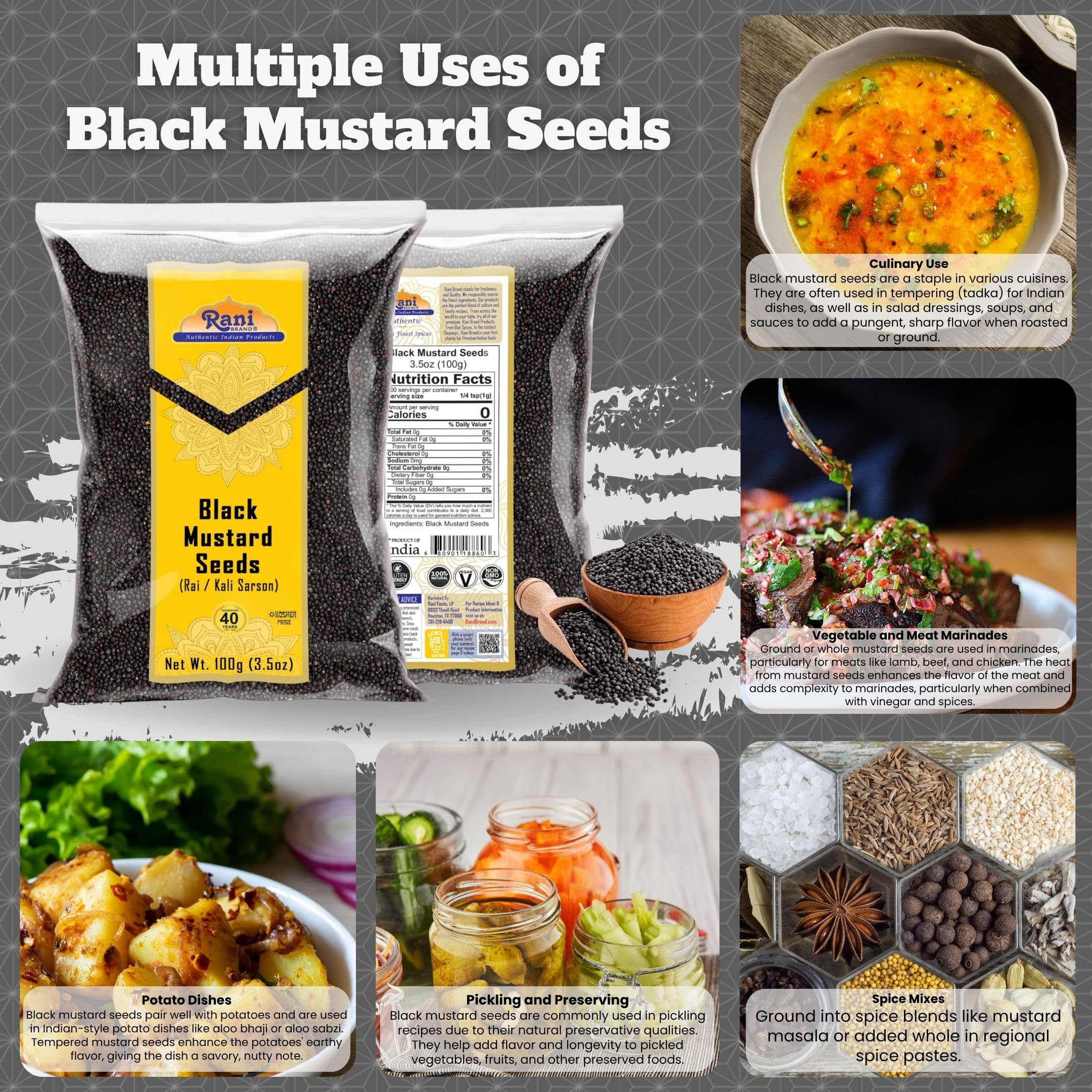 Rani Black Mustard Seeds Whole {10 Sizes Available} - Image 52