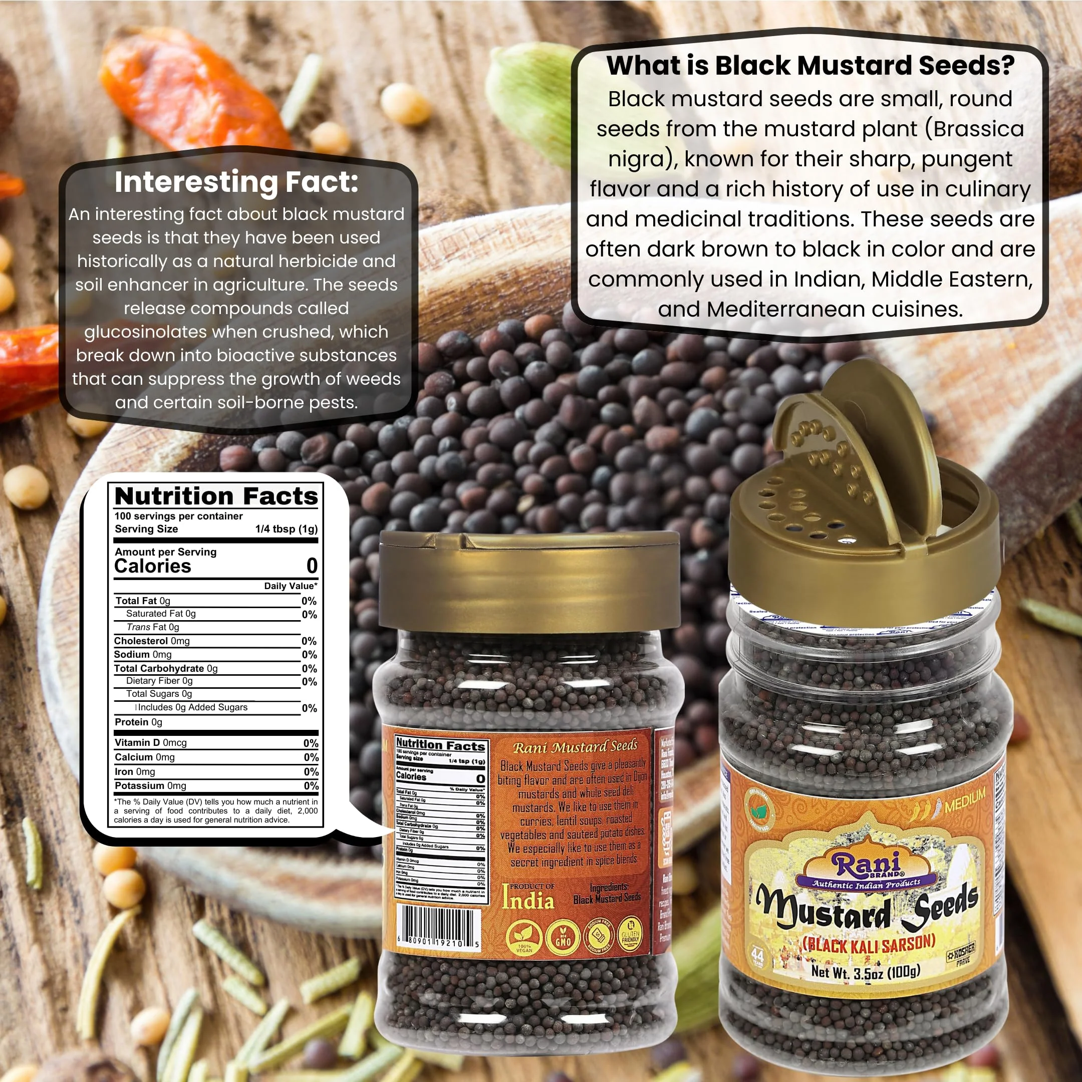 Rani Black Mustard Seeds Whole {10 Sizes Available} - Image 3