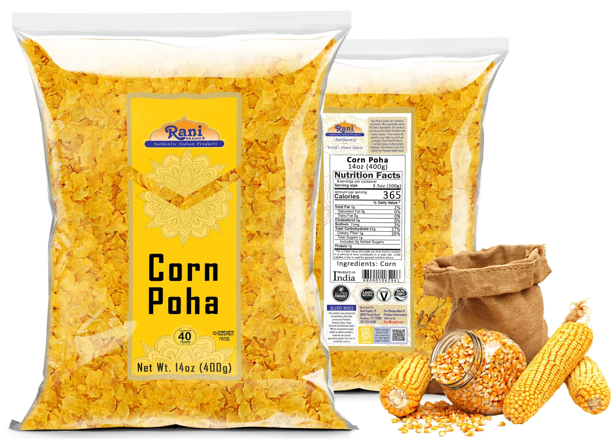 Rani Corn Poha 14oz (400g) ~ All Natural | Gluten Friendly | Vegan | Kosher | Indian Origin - Image 7