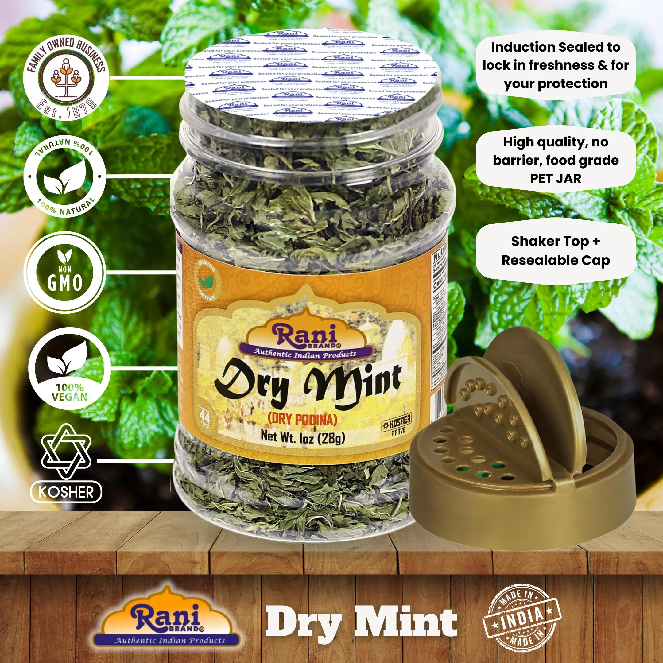 Rani Dry Mint Leaves (Podina Leaf) Spice, Dried Herb 1oz (28g) All Natural ~ Gluten Free Ingredients | NON-GMO | Kosher | Vegan | Indian Origin - Image 4