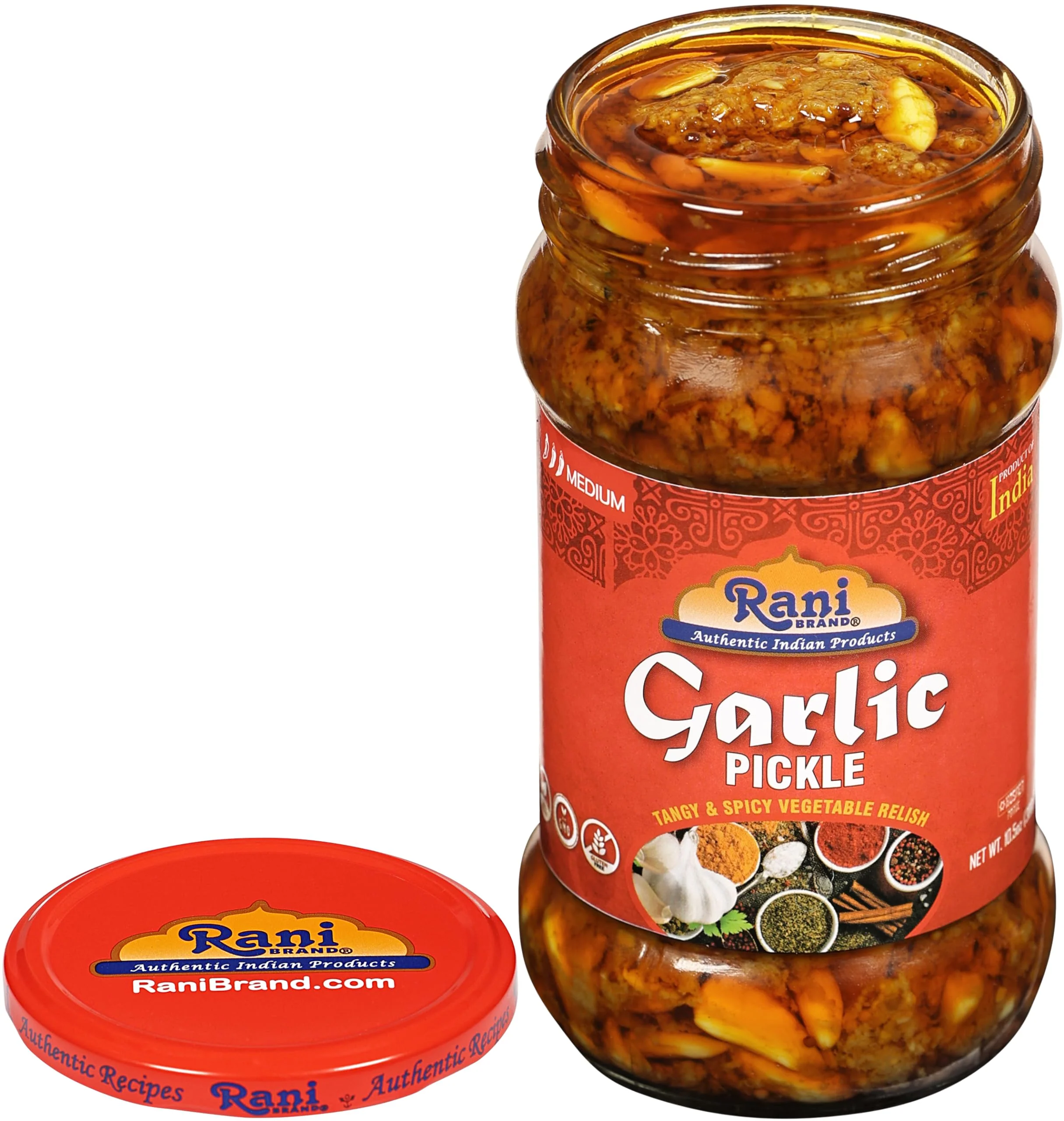 Rani Garlic Pickle Mild (Achar, Spicy Indian Relish) 10.5oz (300g) ~ Glass Jar, All Natural | Vegan | Gluten Free | NON-GMO | Kosher | No Color | Indian Origin - Image 6
