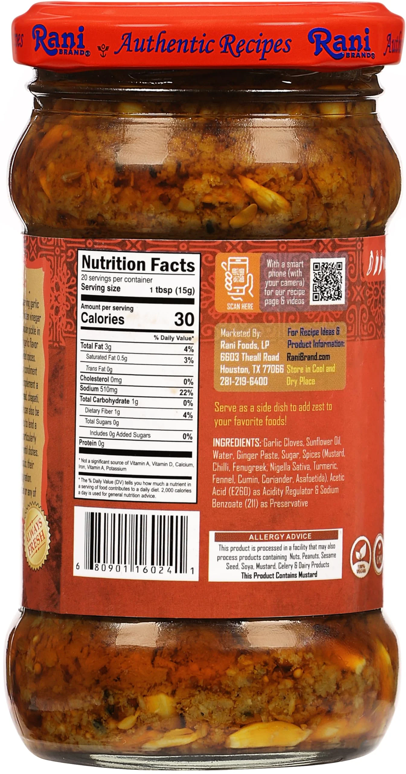 Rani Garlic Pickle Mild (Achar, Spicy Indian Relish) 10.5oz (300g) ~ Glass Jar, All Natural | Vegan | Gluten Free | NON-GMO | Kosher | No Color | Indian Origin - Image 7