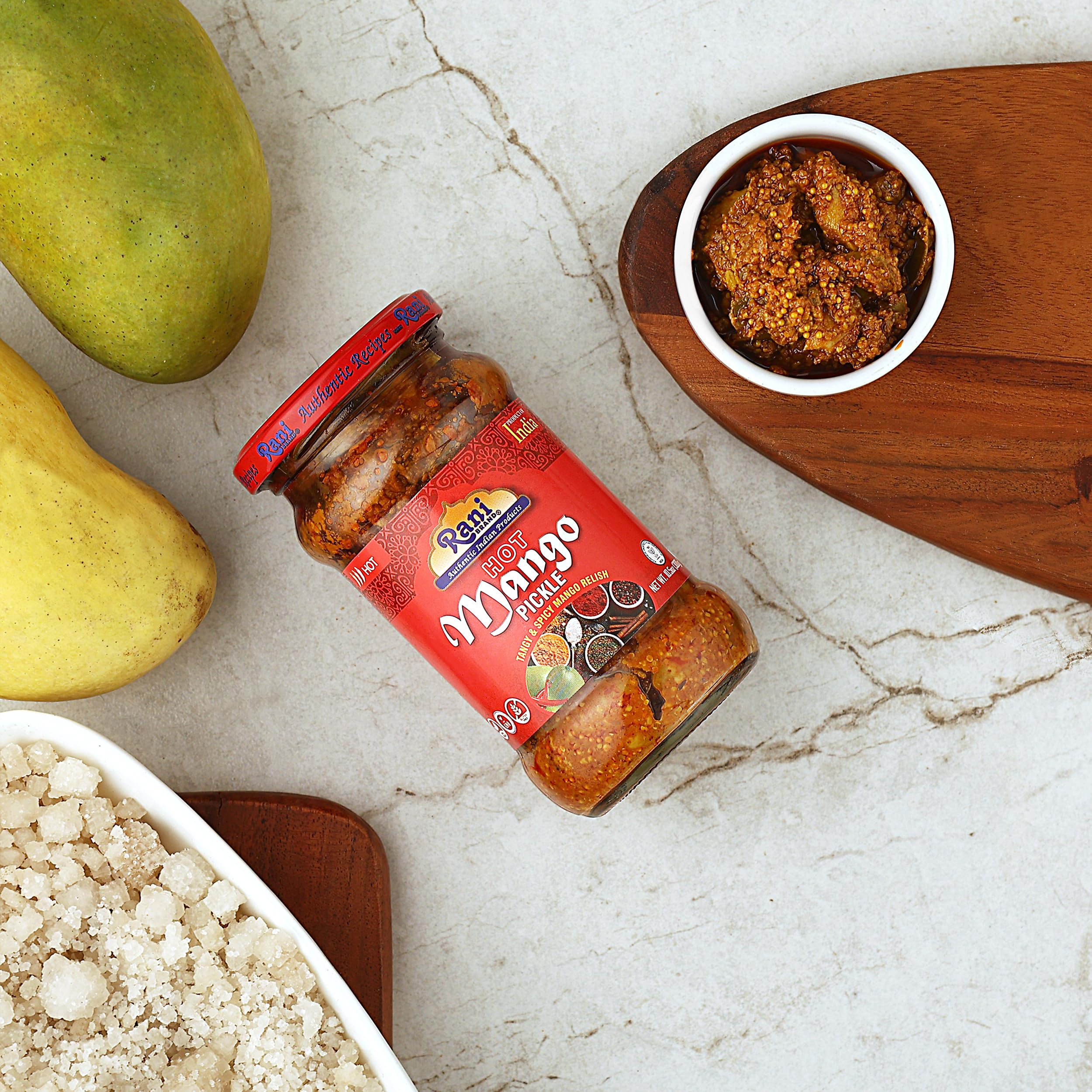 Rani Mango Pickle Hot (Achar, Spicy Indian Relish) 10.5oz ~ Glass Jar, All Natural | Vegan | Gluten Free | NON-GMO | No Colors | Indian Origin - Image 5