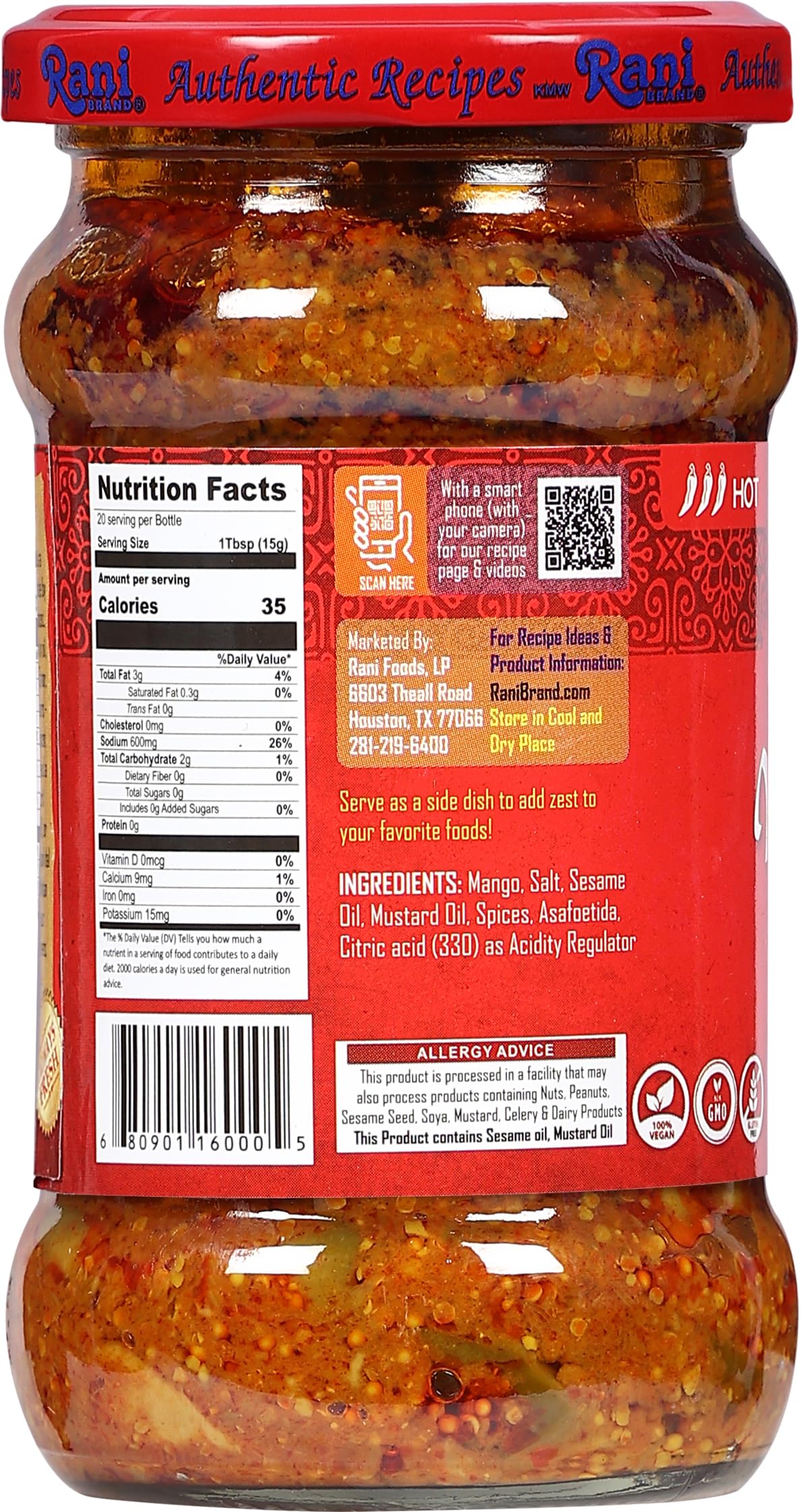 Rani Mango Pickle Hot (Achar, Spicy Indian Relish) 10.5oz ~ Glass Jar, All Natural | Vegan | Gluten Free | NON-GMO | No Colors | Indian Origin - Image 6