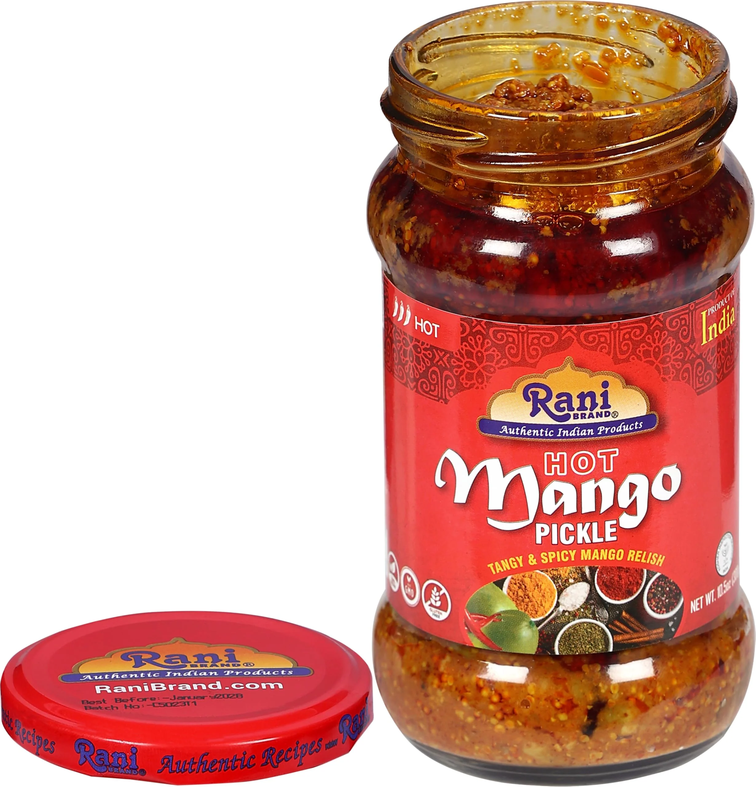 Rani Mango Pickle Hot (Achar, Spicy Indian Relish) 10.5oz ~ Glass Jar, All Natural | Vegan | Gluten Free | NON-GMO | No Colors | Indian Origin - Image 8
