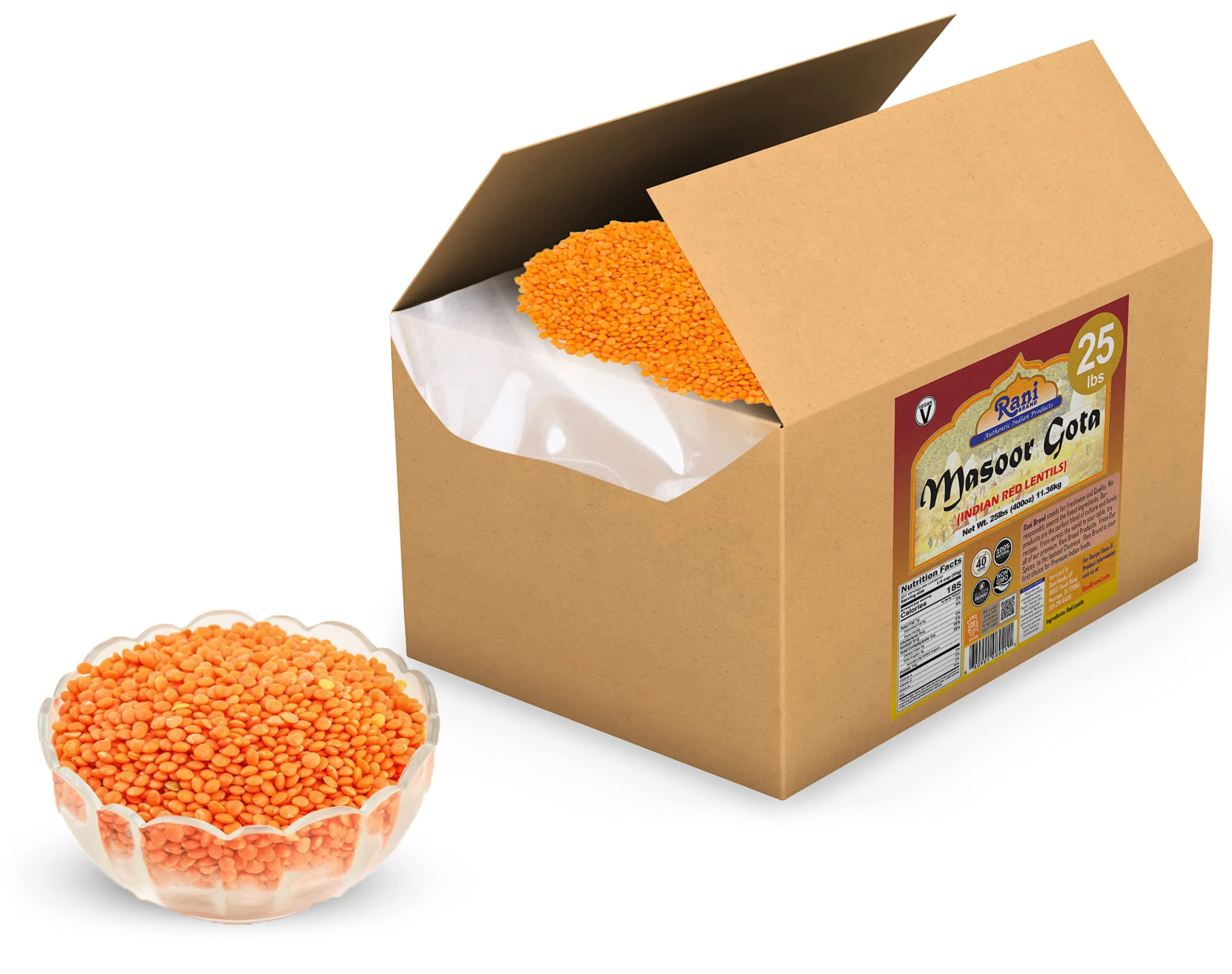 Rani Masoor Gota (Football) Indian Red Lentils Skinless 400oz (25lbs) 11.36kg Bulk Box ~ All Natural | Gluten Friendly | NON-GMO | Vegan | Product of USA - Image 3