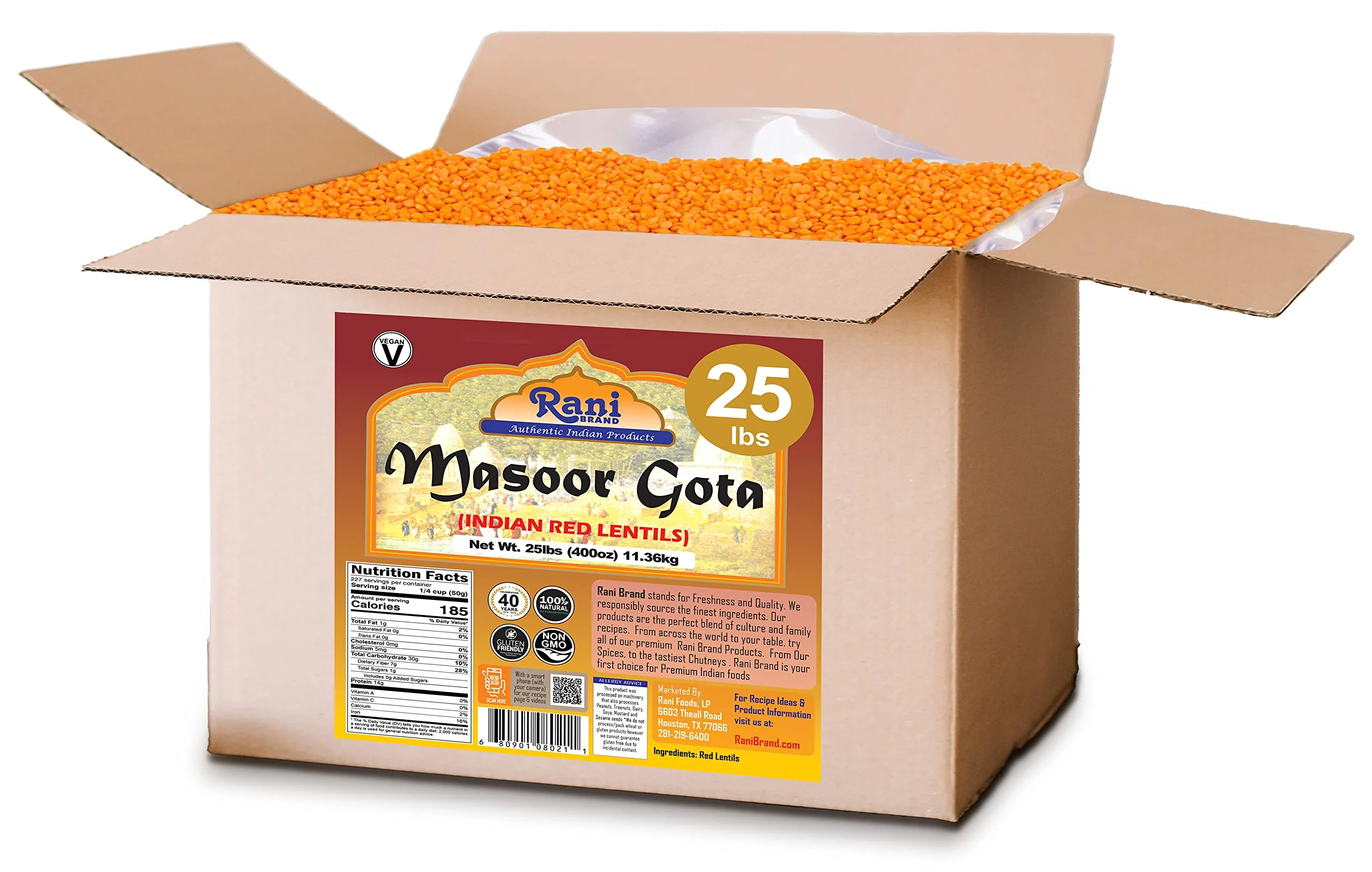 Rani Masoor Gota (Football) Indian Red Lentils Skinless 400oz (25lbs) 11.36kg Bulk Box ~ All Natural | Gluten Friendly | NON-GMO | Vegan | Product of USA - Image 4