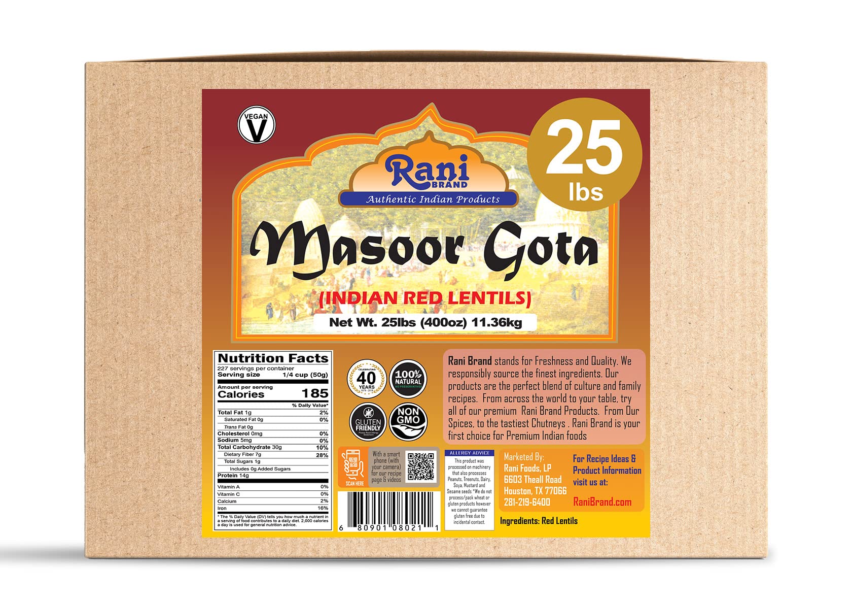 Rani Masoor Gota (Football) Indian Red Lentils Skinless 400oz (25lbs) 11.36kg Bulk Box ~ All Natural | Gluten Friendly | NON-GMO | Vegan | Product of USA - Image 6