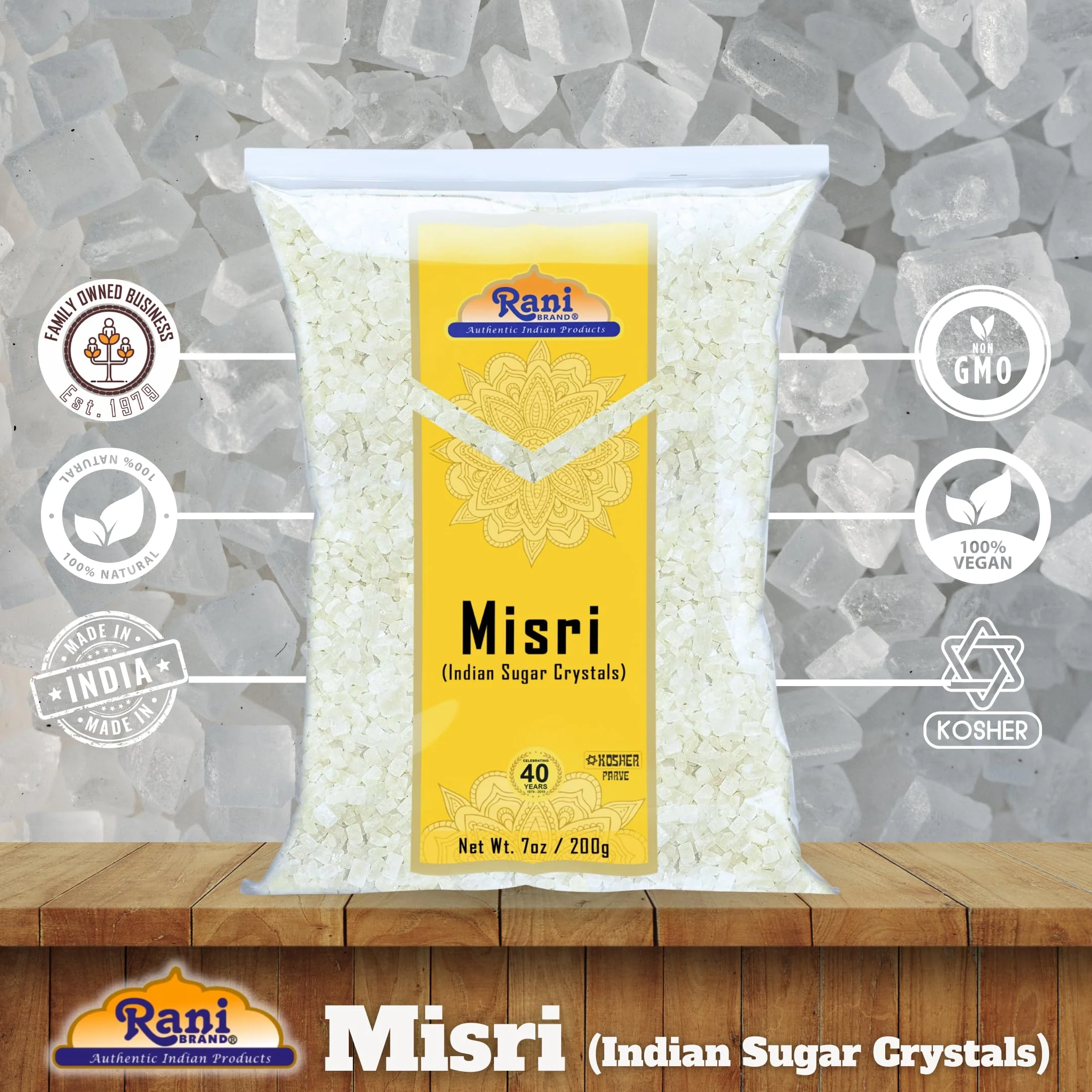 Rani Misri (Indian Sugar Crystals) 7oz (200g) ~ All Natural | Gluten Friendly | No Colors | Vegan | Kosher | Indian Origin - Image 4