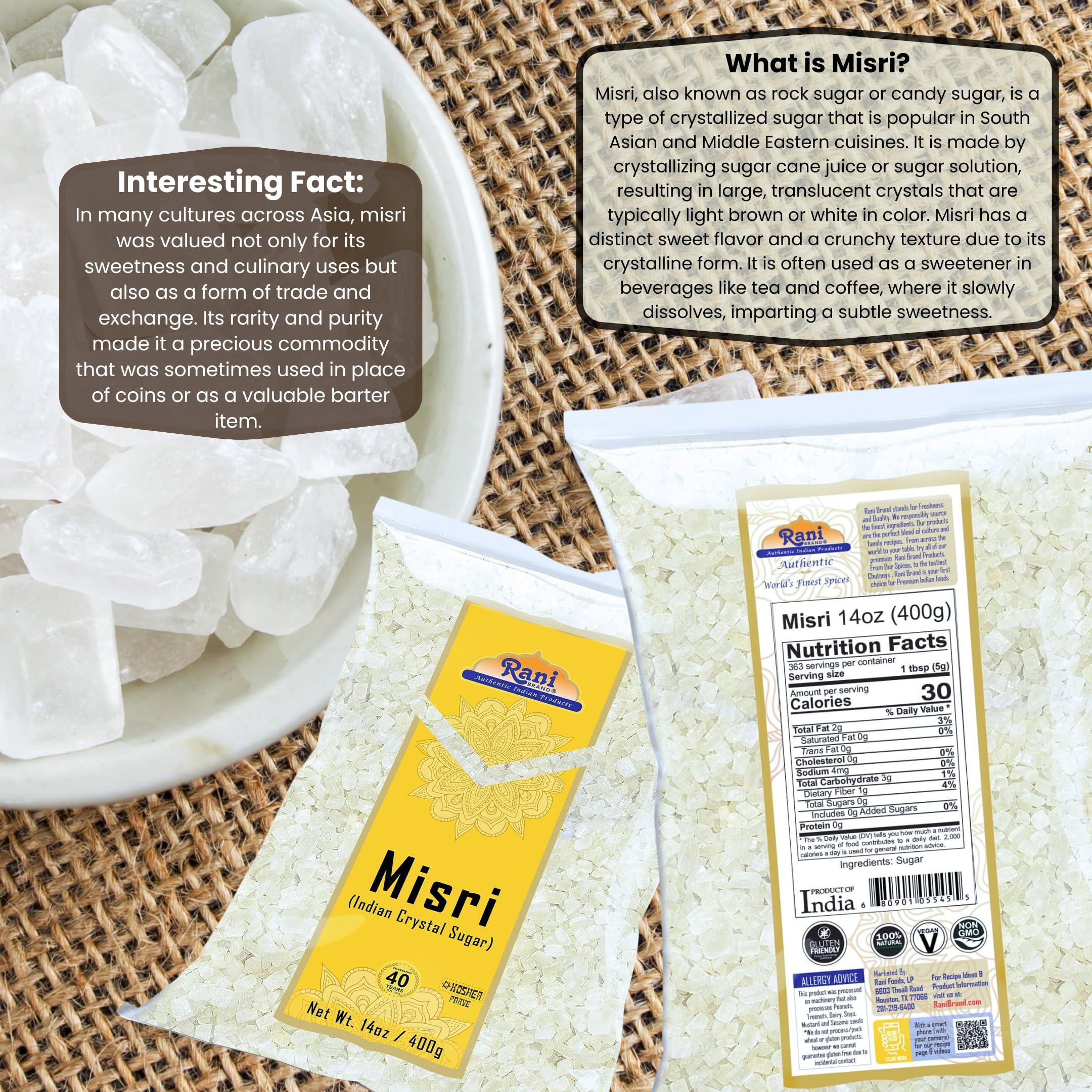 Rani Misri (Indian Sugar Crystals) 14oz (400gm) ~ All Natural | Gluten Friendly | No Colors | Vegan | Kosher | Indian Origin - Image 3