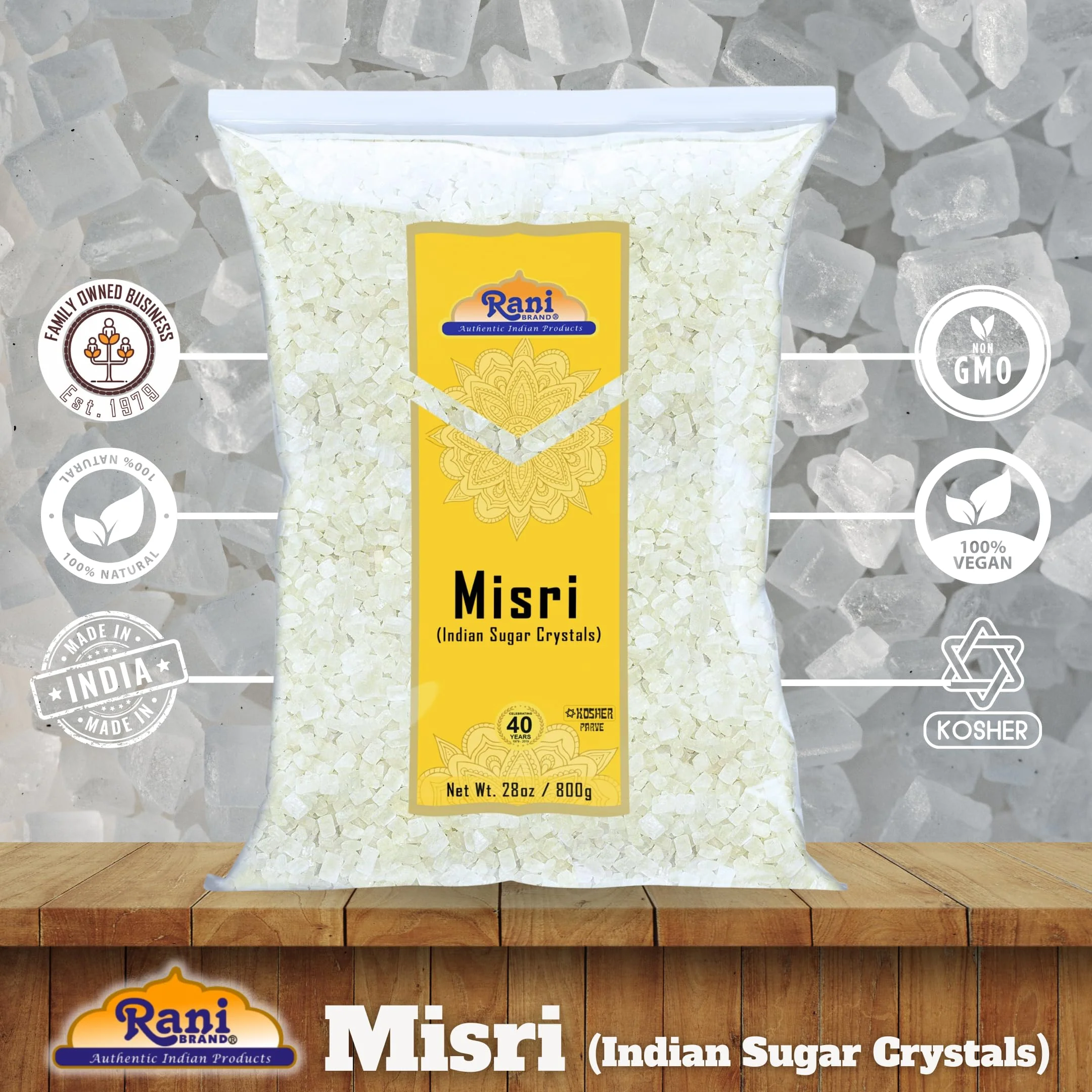 Rani Misri (Indian Sugar Crystals) 28oz (800g) ~ All Natural | Gluten Friendly | No Colors | Vegan | Kosher | Indian Origin - Image 4