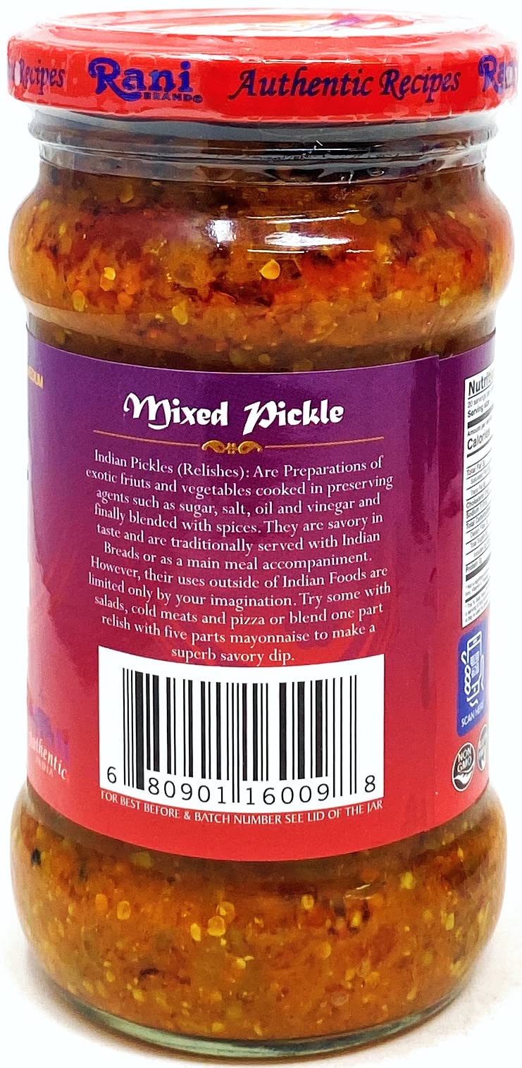 Rani Mixed Vegetable Pickle (Achar, Spicy Indian Relish) 10.5oz (300g) Glass Jar ~ Vegan | Gluten Free | NON-GMO | No Colors | Popular Indian Condiment, Indian Origin - Image 5