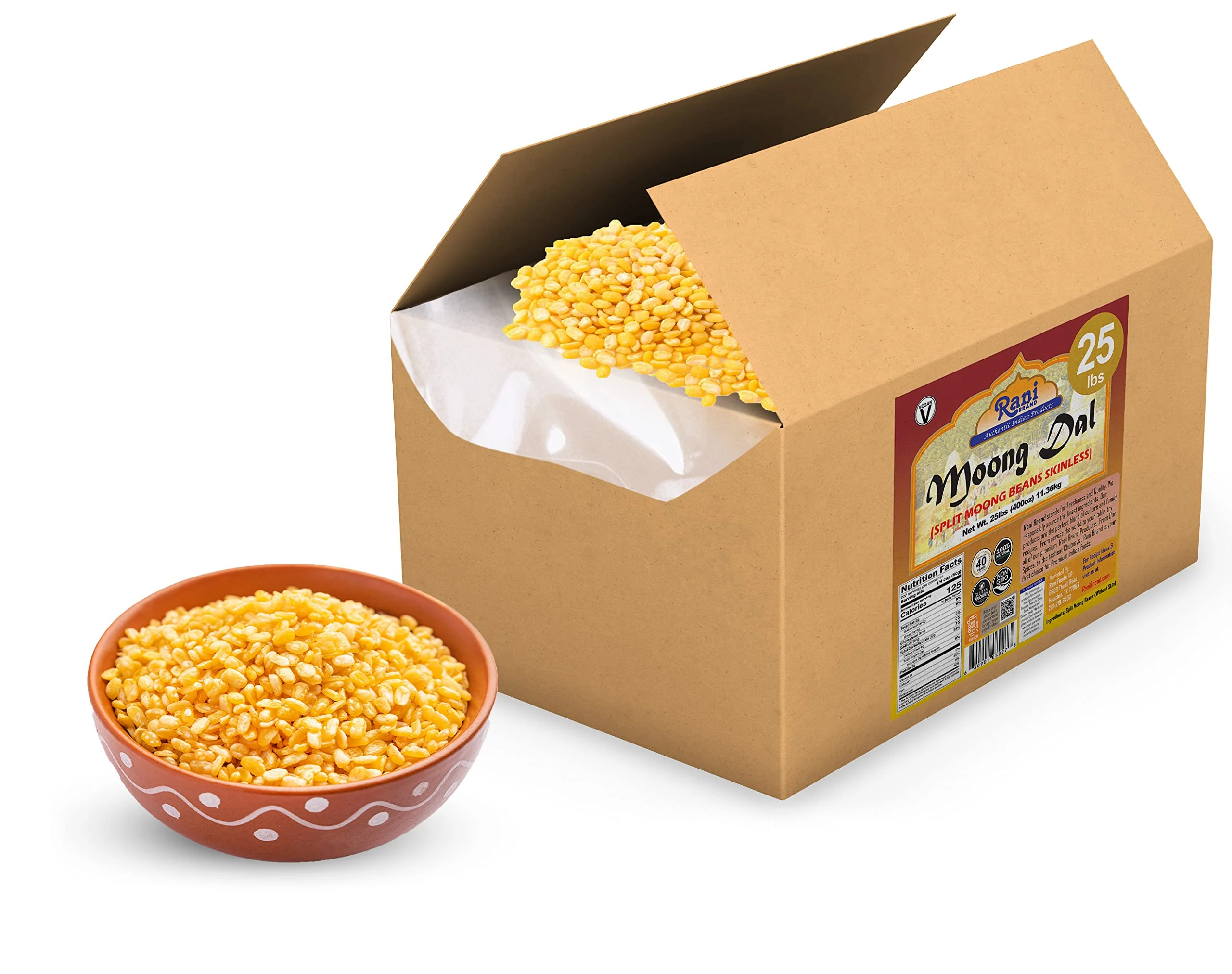 Rani Moong Dal (Split Mung Beans Without Skin) Lentils Indian 400oz (25lbs) 11.36kg Bulk Box ~ All Natural | Gluten Friendly | Non-GMO | Vegan | Indian Origin - Image 3