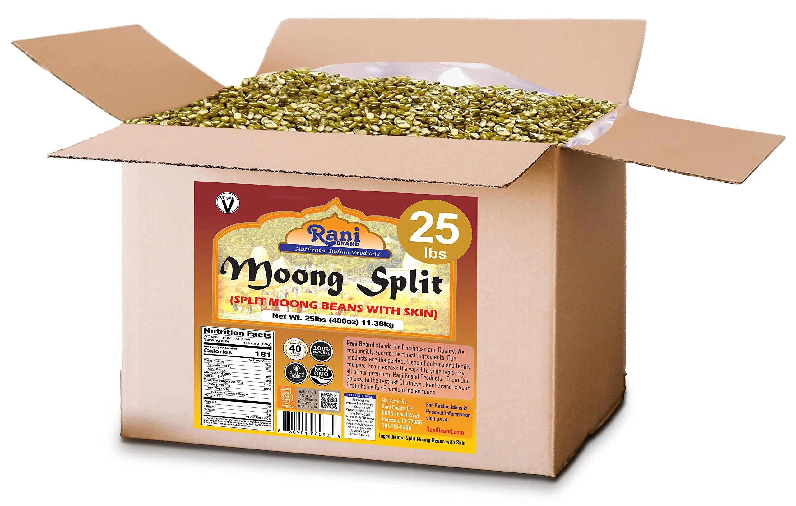 Rani Moong Split (Split Mung Beans with Skin) Lentils Indian 400oz (25lbs) 11.36kg Bulk Box ~ All Natural | Gluten Friendly | Non-GMO | Vegan | Indian Origin - Image 3