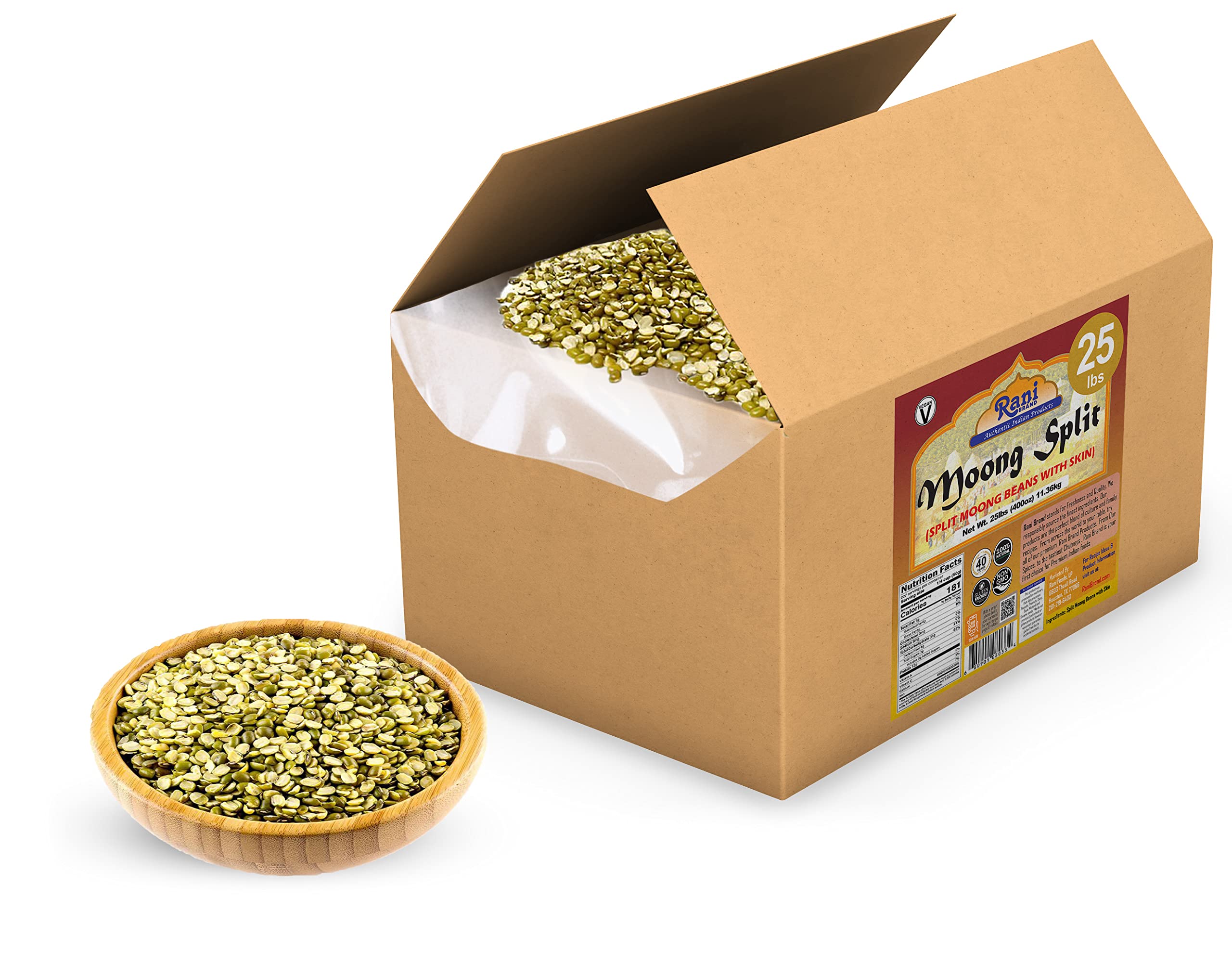 Rani Moong Split (Split Mung Beans with Skin) Lentils Indian 400oz (25lbs) 11.36kg Bulk Box ~ All Natural | Gluten Friendly | Non-GMO | Vegan | Indian Origin - Image 4
