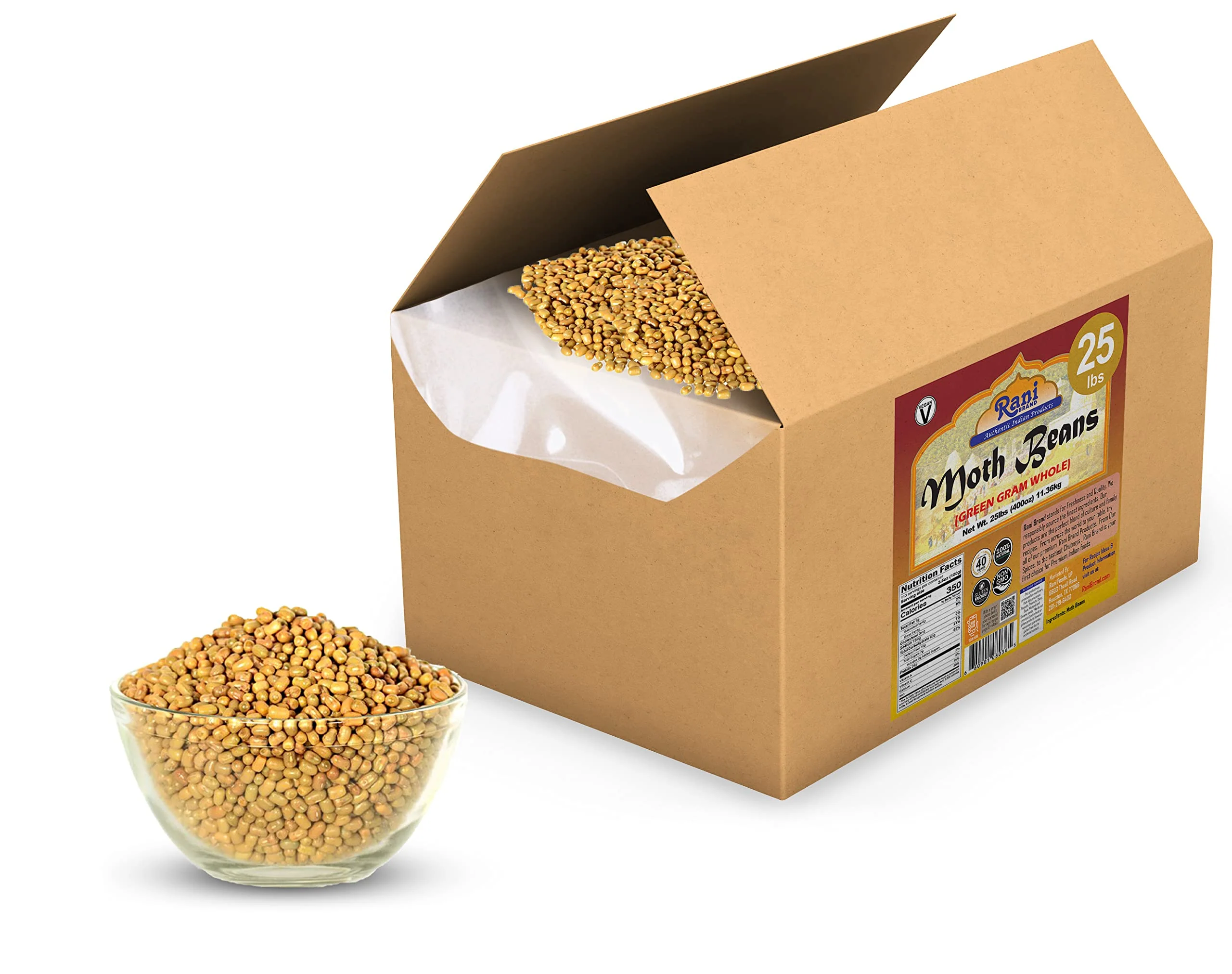Rani Moth Beans Whole 400oz (25lbs) 11.36kg Bulk Box ~ All Natural | Gluten Friendly | Non-GMO | Vegan | Indian Origin - Image 4