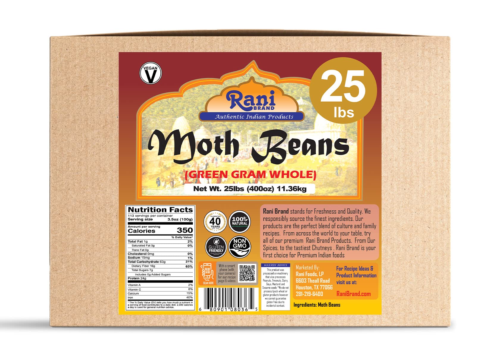 Rani Moth Beans Whole 400oz (25lbs) 11.36kg Bulk Box ~ All Natural | Gluten Friendly | Non-GMO | Vegan | Indian Origin - Image 5