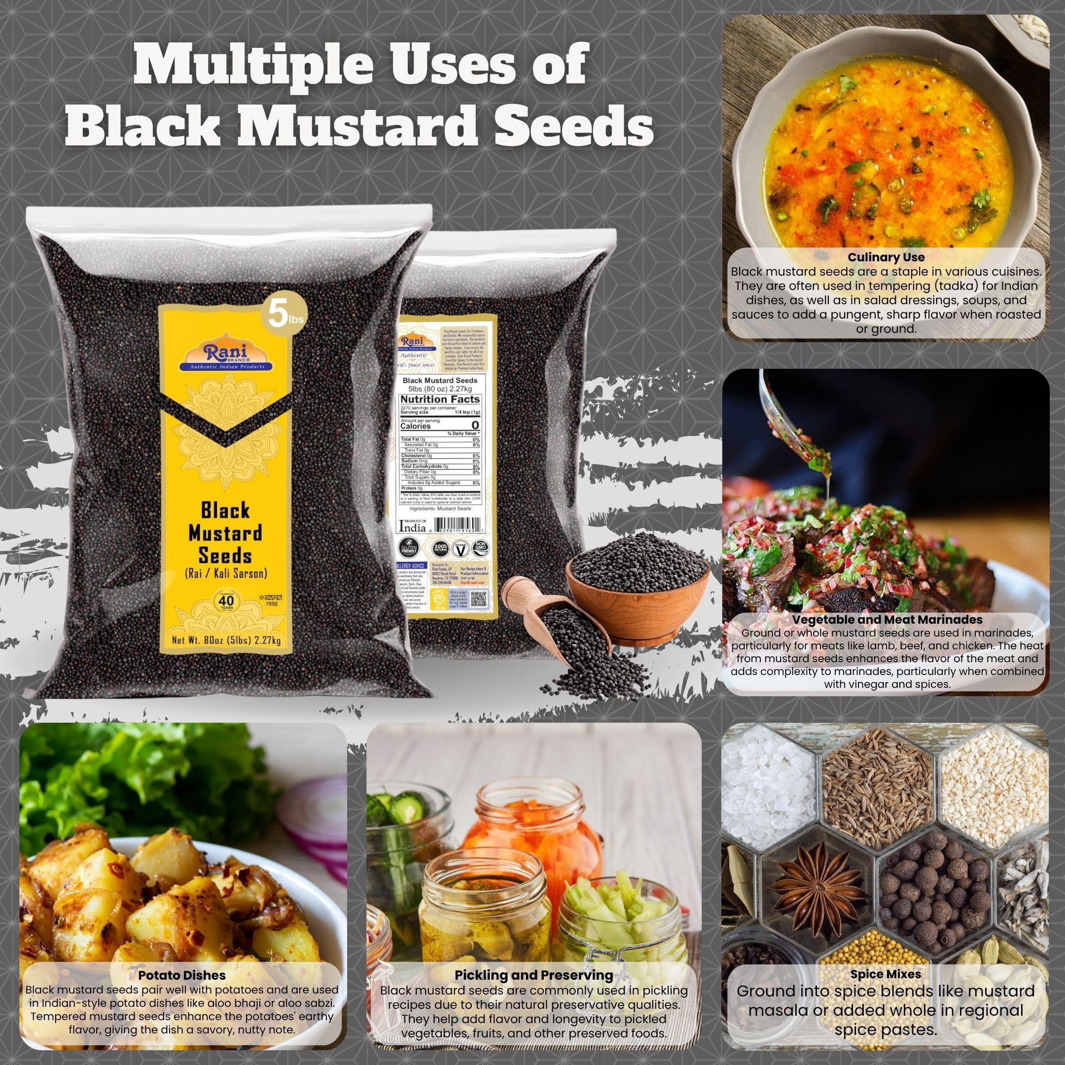 Rani Black Mustard Seeds Whole {10 Sizes Available} - Image 89