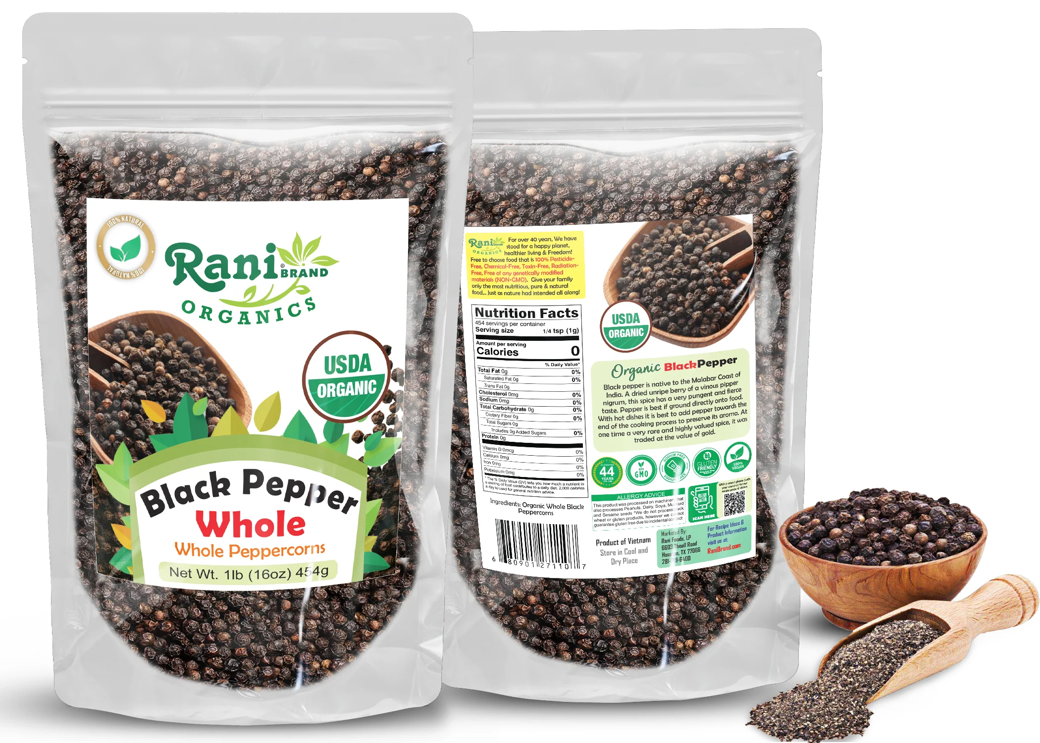 Rani Organic Black Pepper Whole (Peppercorns), Premium Indian MG-1 Grade 16oz (1lb) 454g ~ All Natural | Gluten Friendly | Non-GMO | USDA Certified Organic | Perfect Size for Grinders! - Image 3