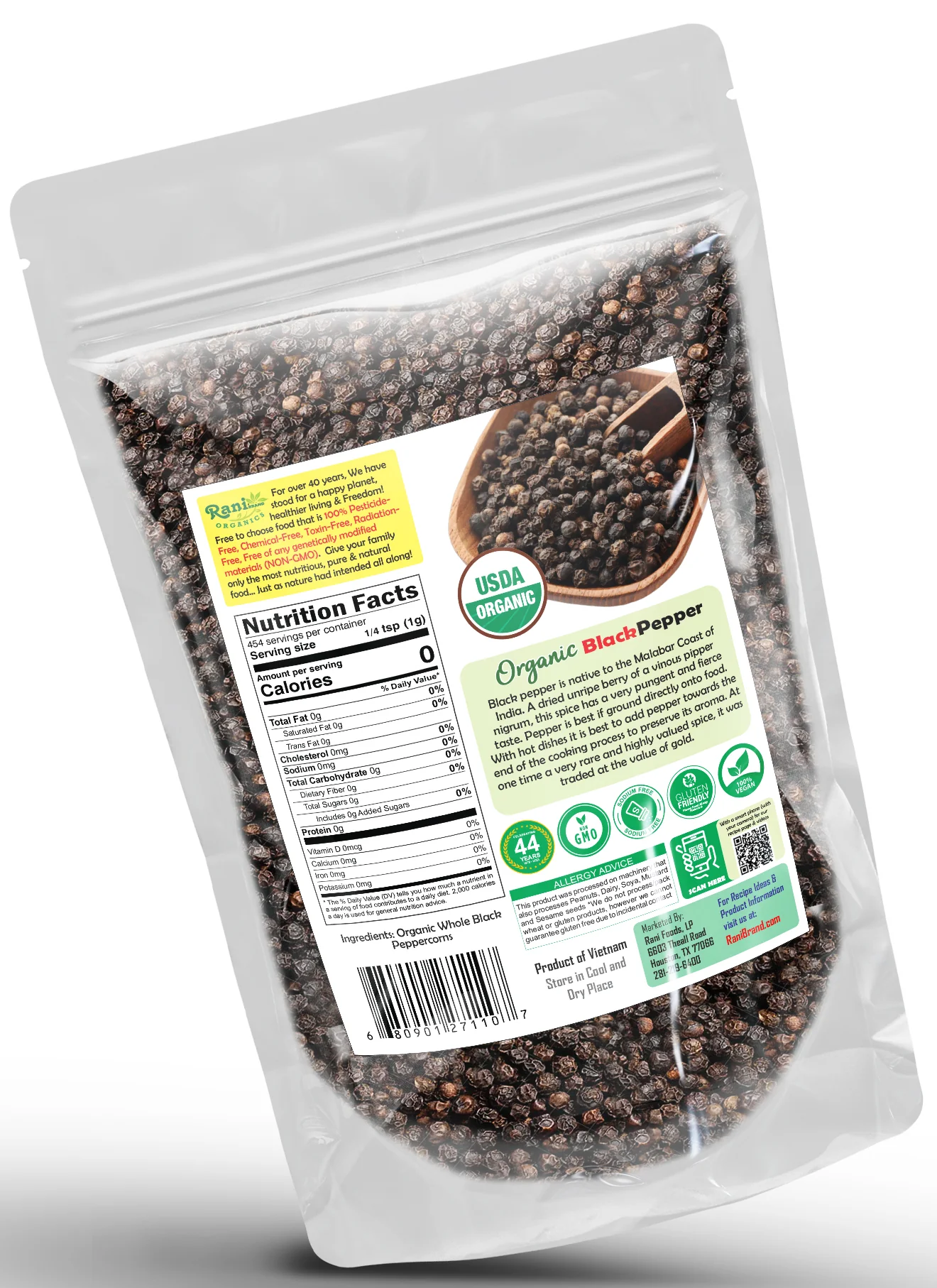Rani Organic Black Pepper Whole (Peppercorns), Premium Indian MG-1 Grade 16oz (1lb) 454g ~ All Natural | Gluten Friendly | Non-GMO | USDA Certified Organic | Perfect Size for Grinders! - Image 4