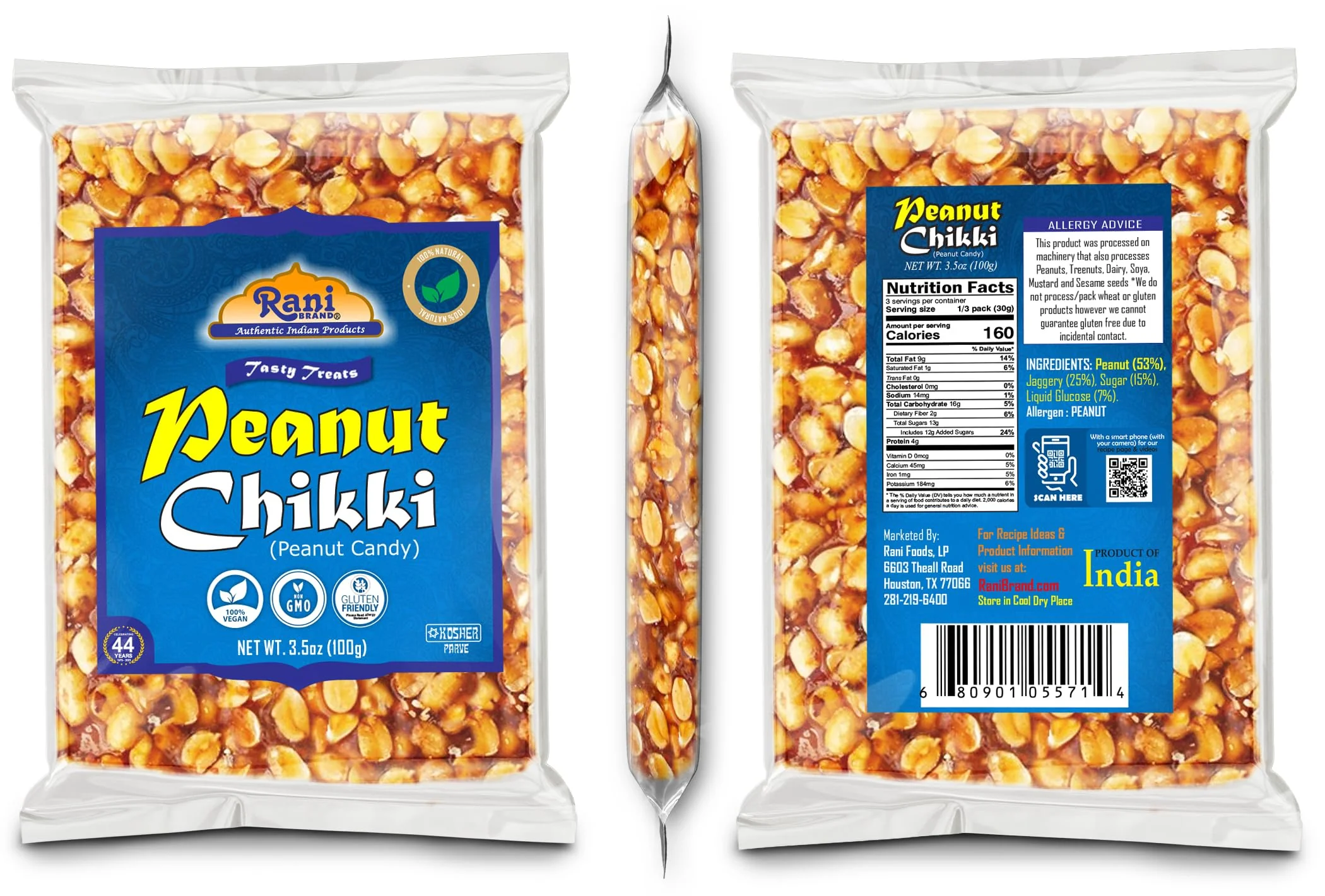 Rani Peanut Chikki (Brittle Candy) 100g (3.5oz) x Pack of 2 ~ All Natural | Vegan | Kosher | No colors | Gluten Friendly | Indian Origin - Image 7