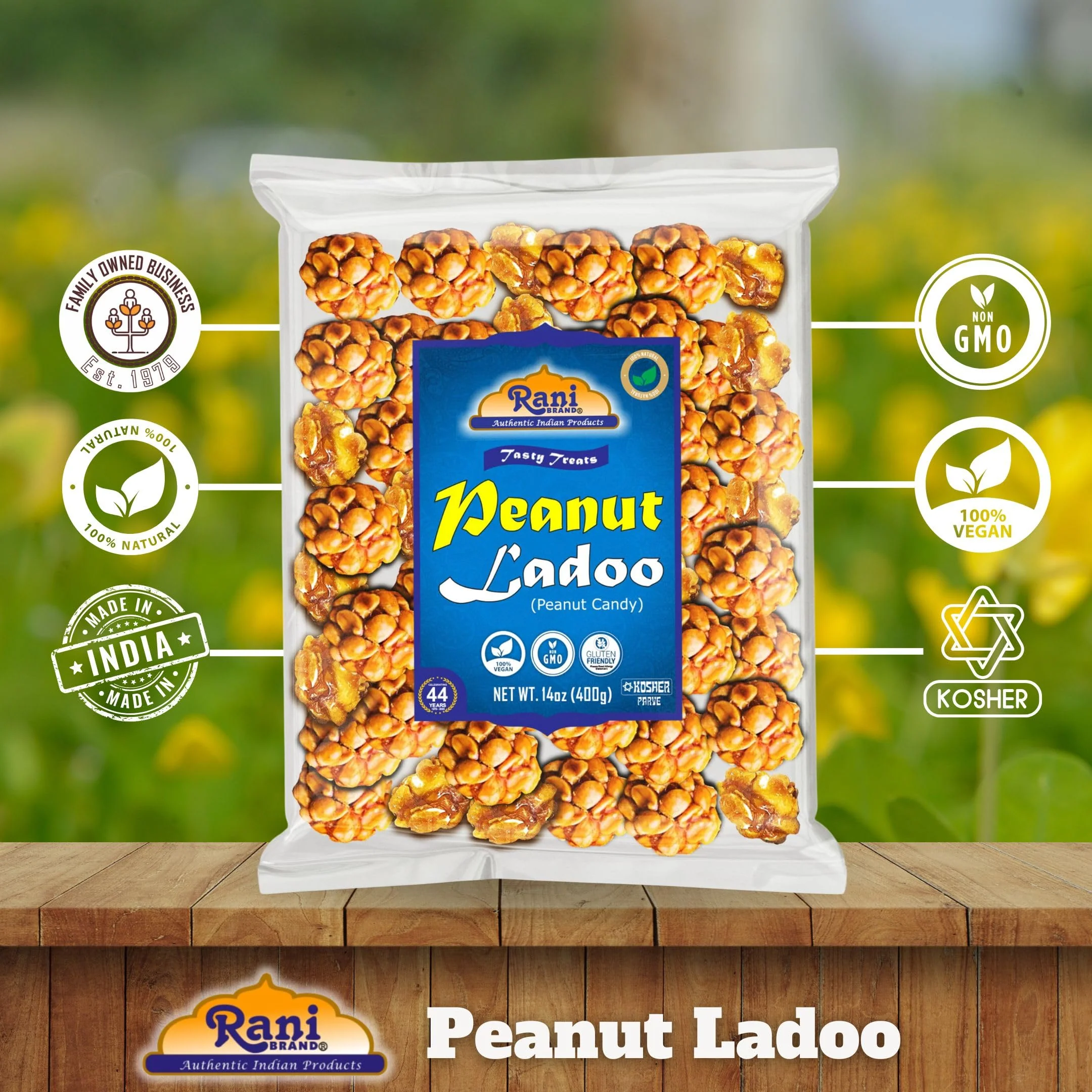 Rani Peanut Ladoo (Round Peanut Brittle Candy) 14oz (400g) ~ All Natural | Vegan | Kosher | No colors | Gluten Free Ingredients | Indian Origin - Image 4