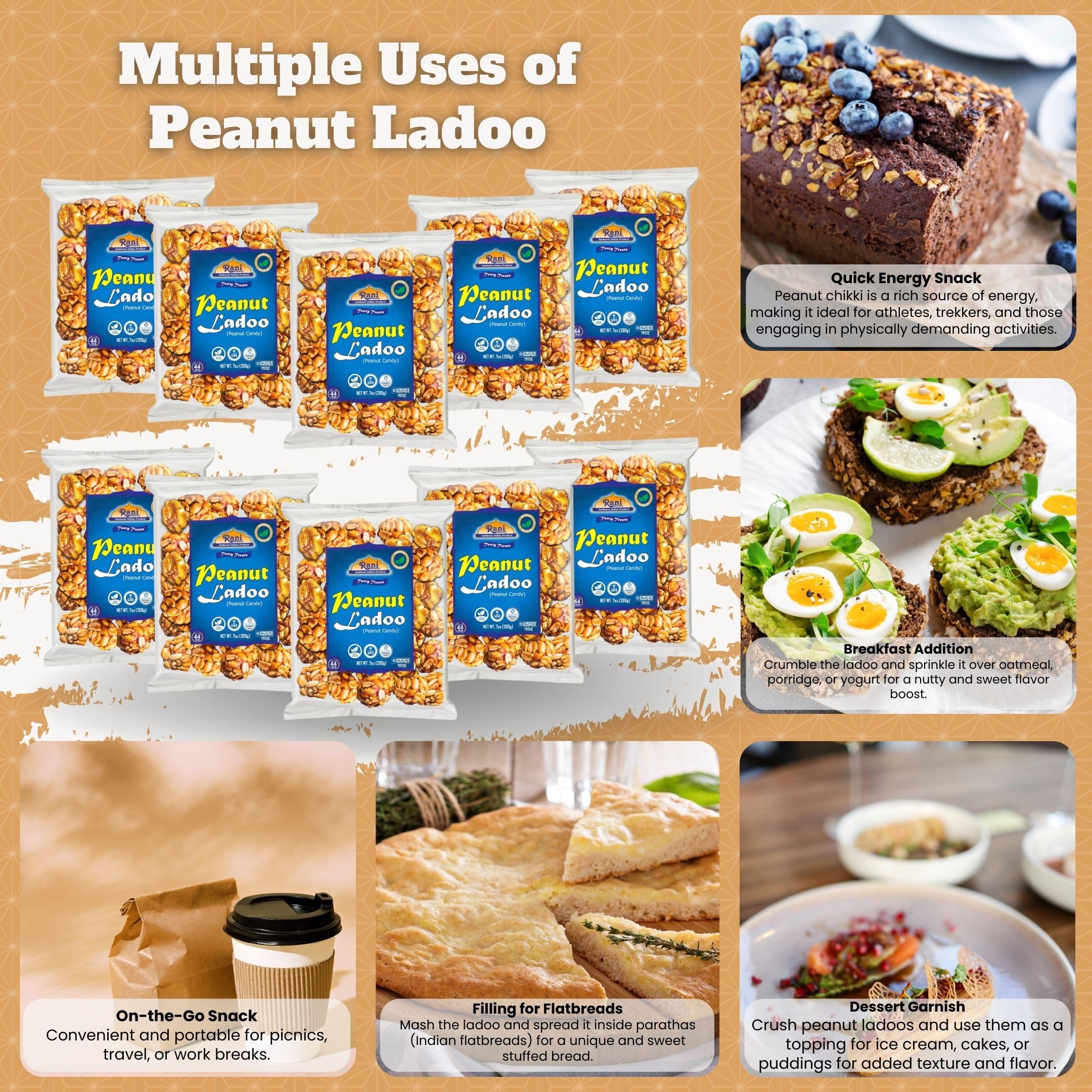 Rani Peanut Ladoo (Round Peanut Brittle Candy) 200g {2 Sizes Available} - Image 6